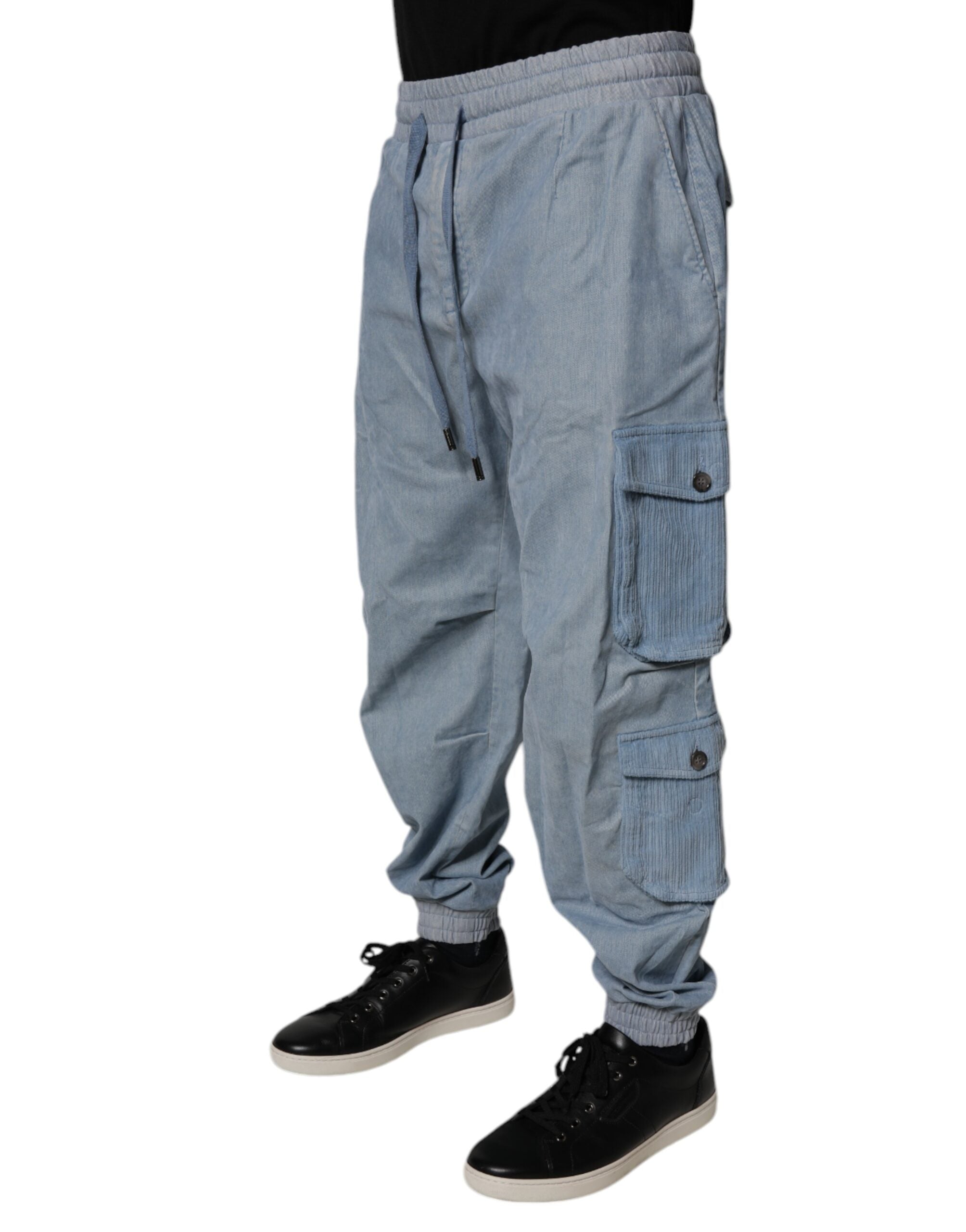 Dolce & Gabbana Hellblaue Baumwoll-Jogger-Cargo-Männer-Denim-Hose-3