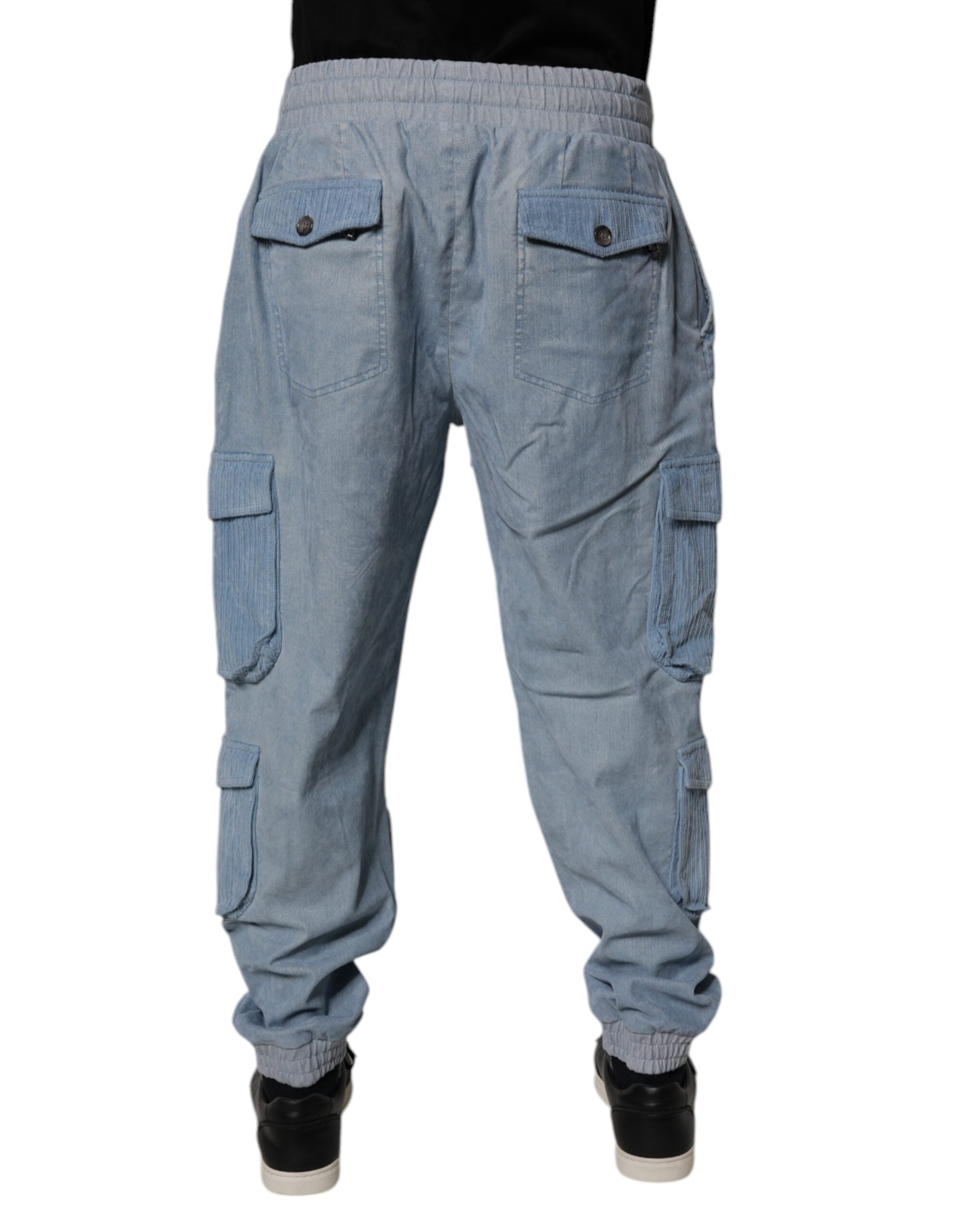 Dolce & Gabbana Hellblaue Baumwoll-Jogger-Cargo-Männer-Denim-Hose-4