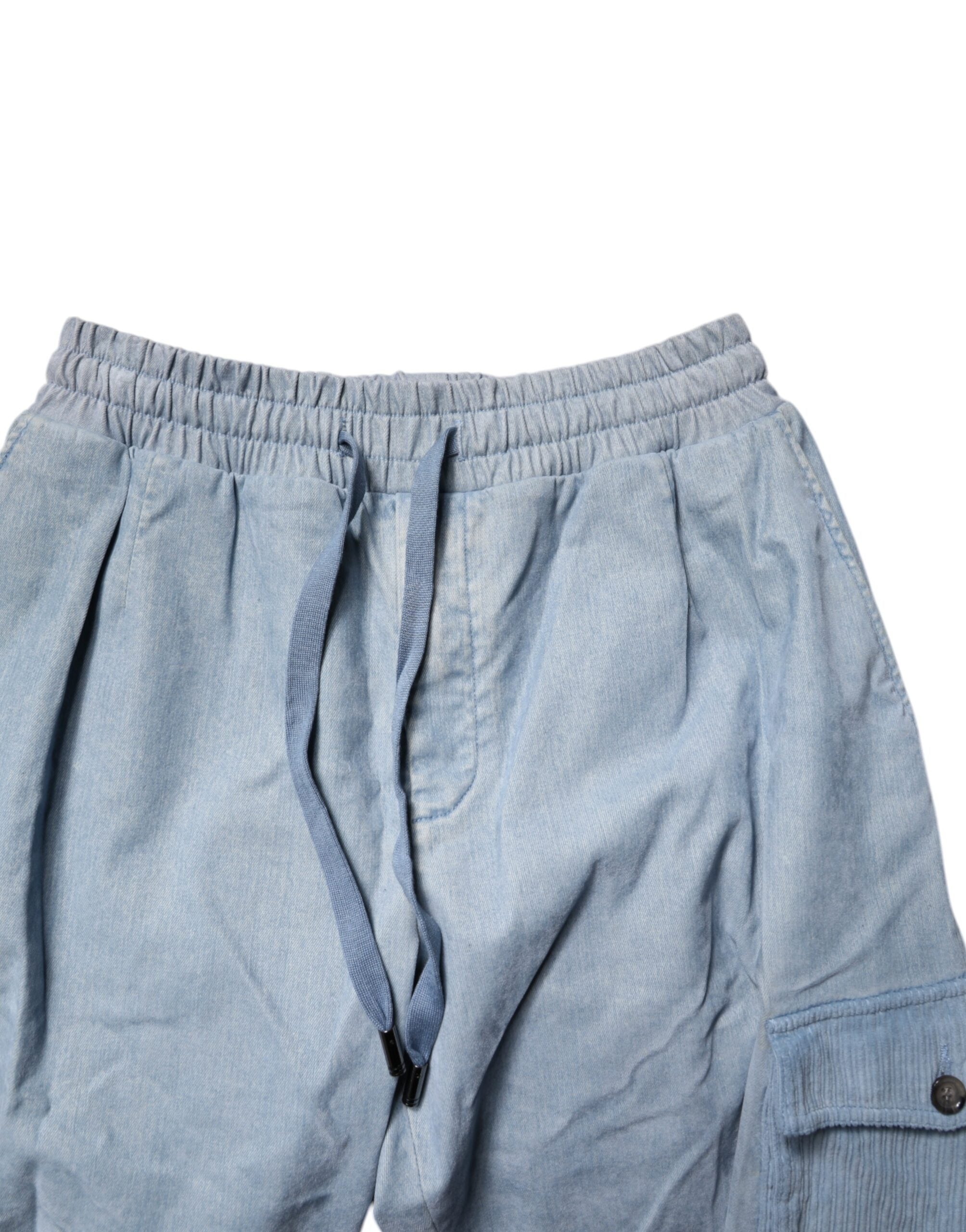 Dolce & Gabbana Hellblaue Baumwoll-Jogger-Cargo-Männer-Denim-Hose-5