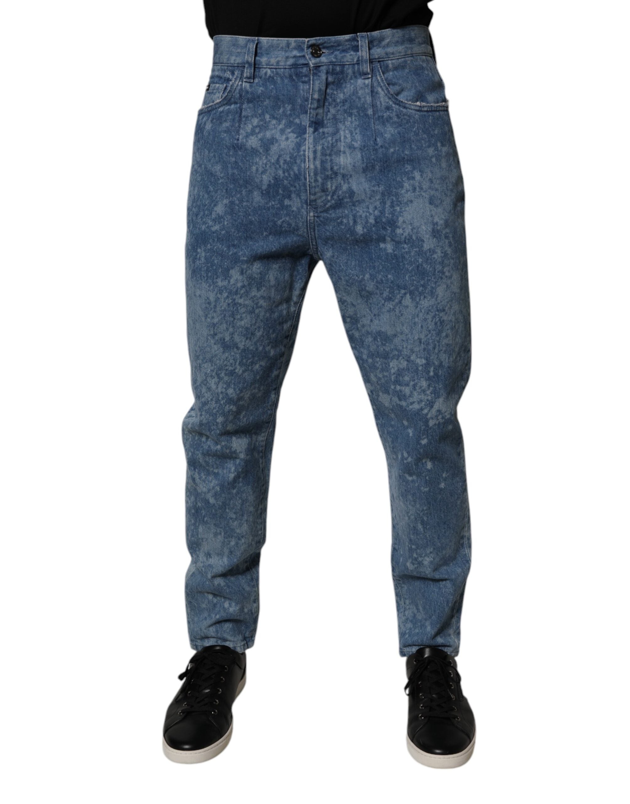Dolce & Gabbana Blue Tie Dye Cotton Skinny Men's Denim Jeans-2