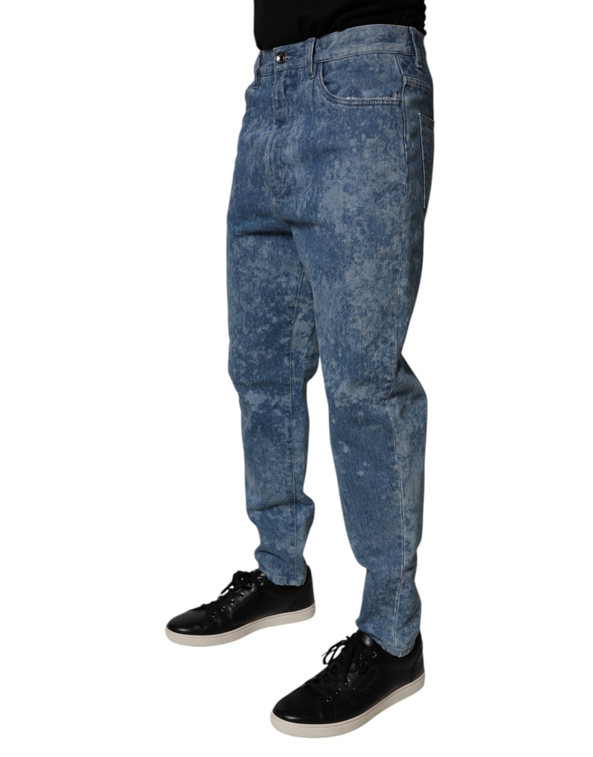 Dolce & Gabbana Blue Tie Dye Cotton Skinny Men's Denim Jeans-3