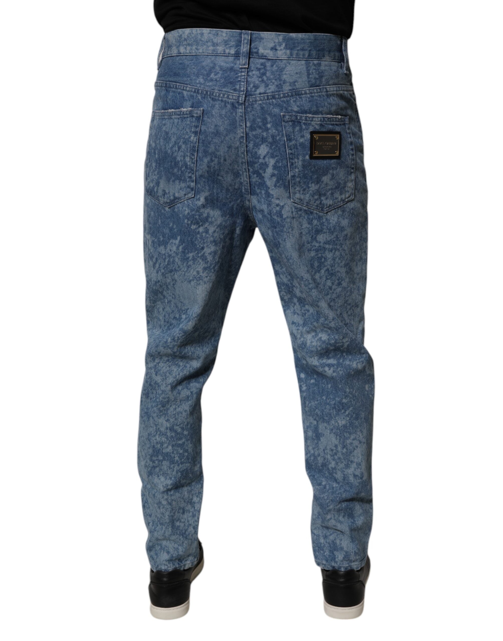 Dolce & Gabbana Blue Tie Dye Cotton Skinny Men's Denim Jeans-4