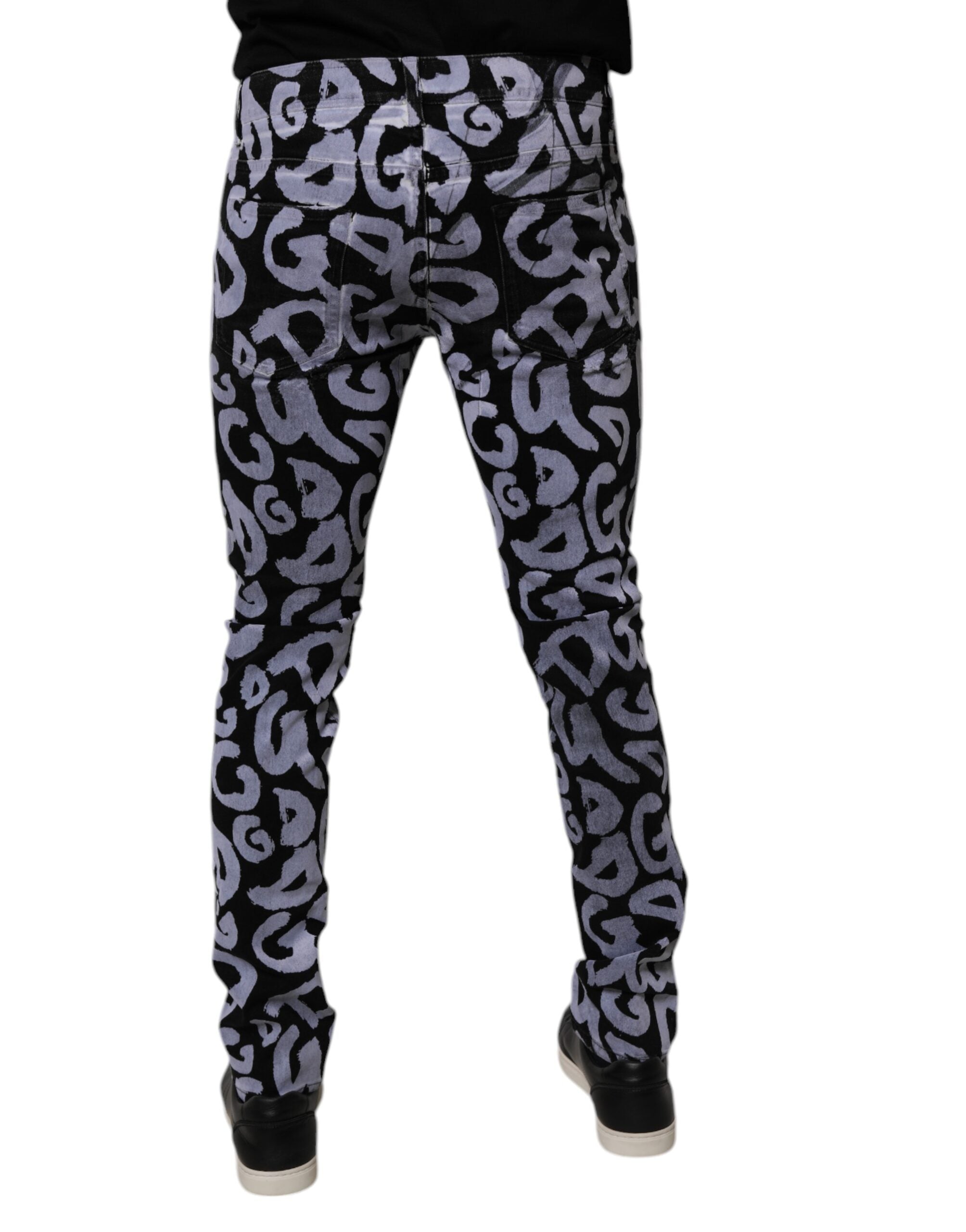 Dolce & Gabbana Black Logo Monogram Cotton Skinny Denim Jeans-4