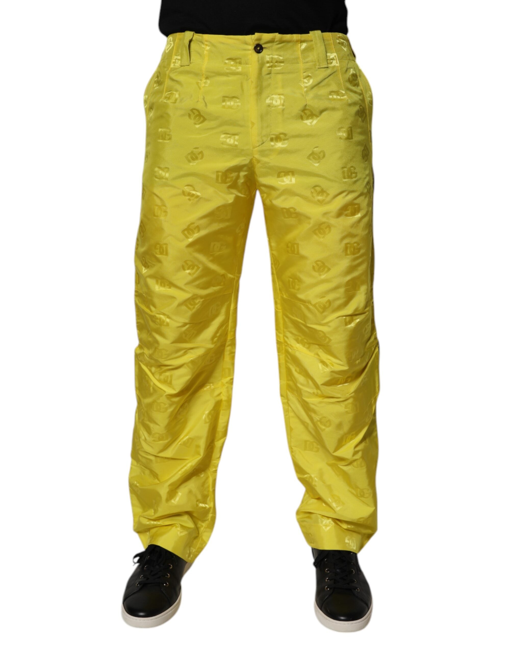 Dolce & Gabbana Gelbe DG Monogram Polyester-Hose-2