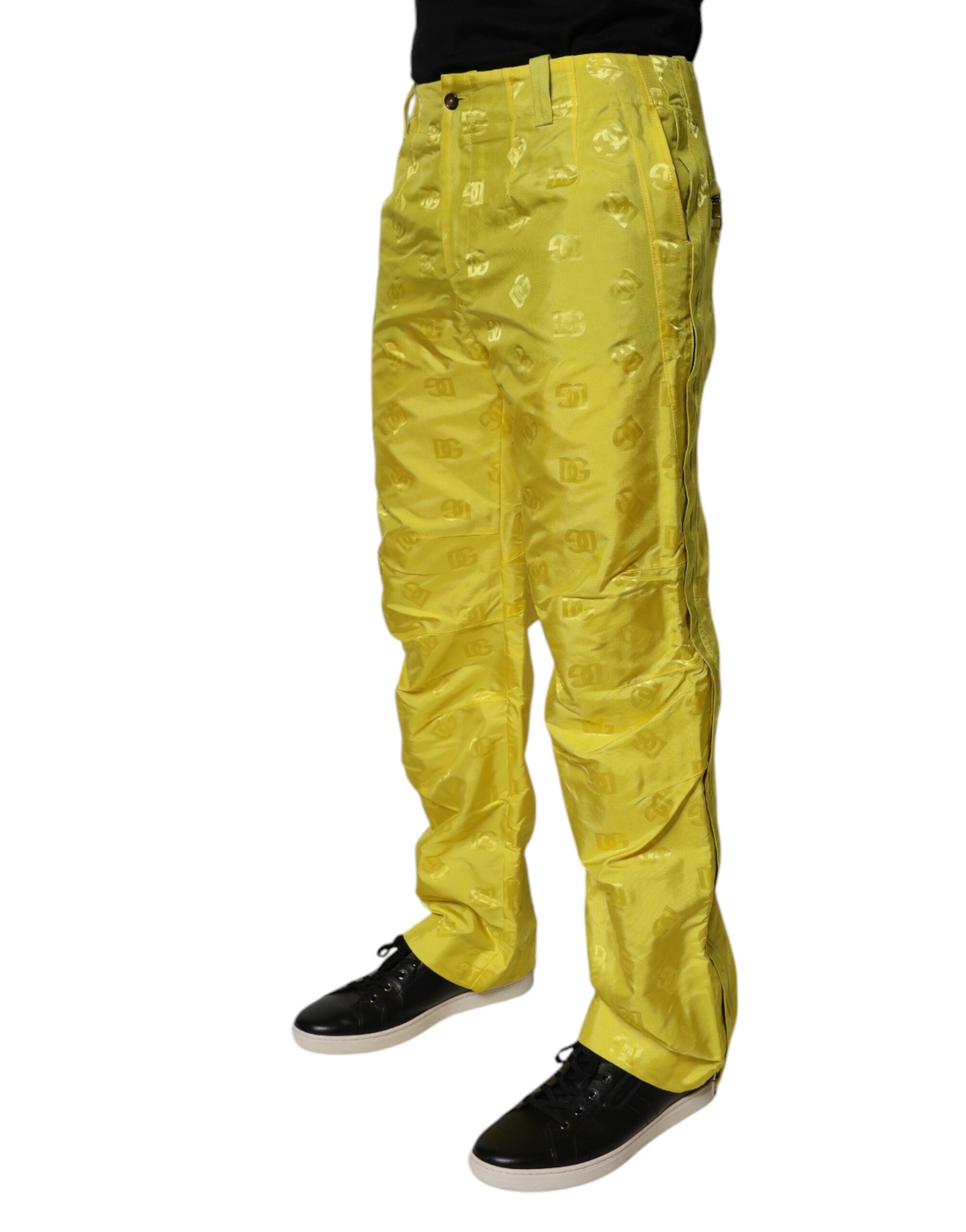 Dolce & Gabbana Gelbe DG Monogram Polyester-Hose-3