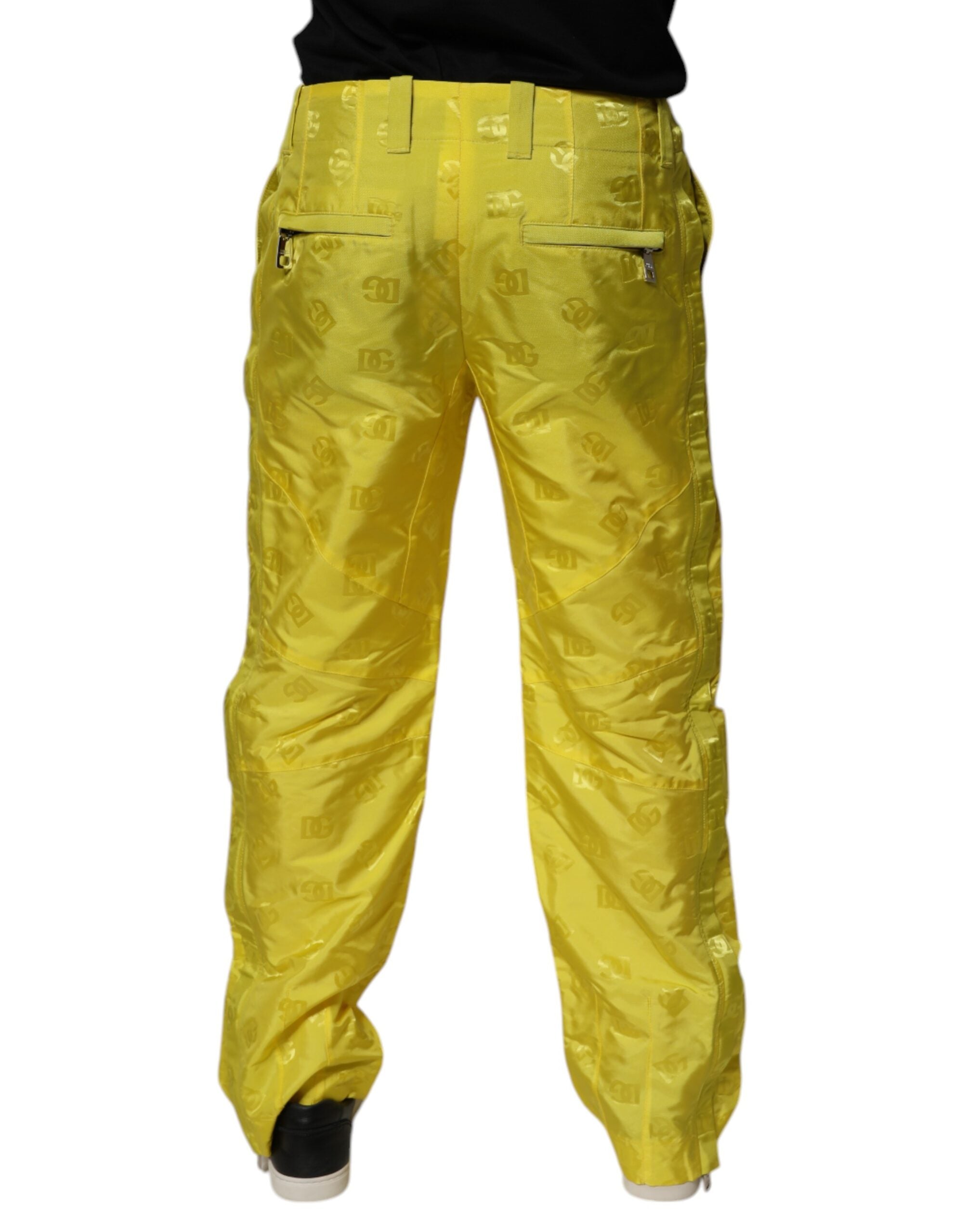 Dolce & Gabbana Gelbe DG Monogram Polyester-Hose-4