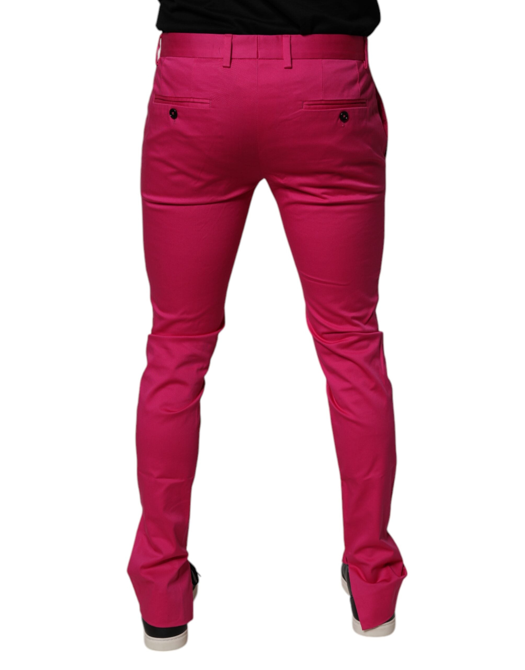 Dolce & Gabbana Pink and Black Striped Slim Fit Men's Suit Trousers-4