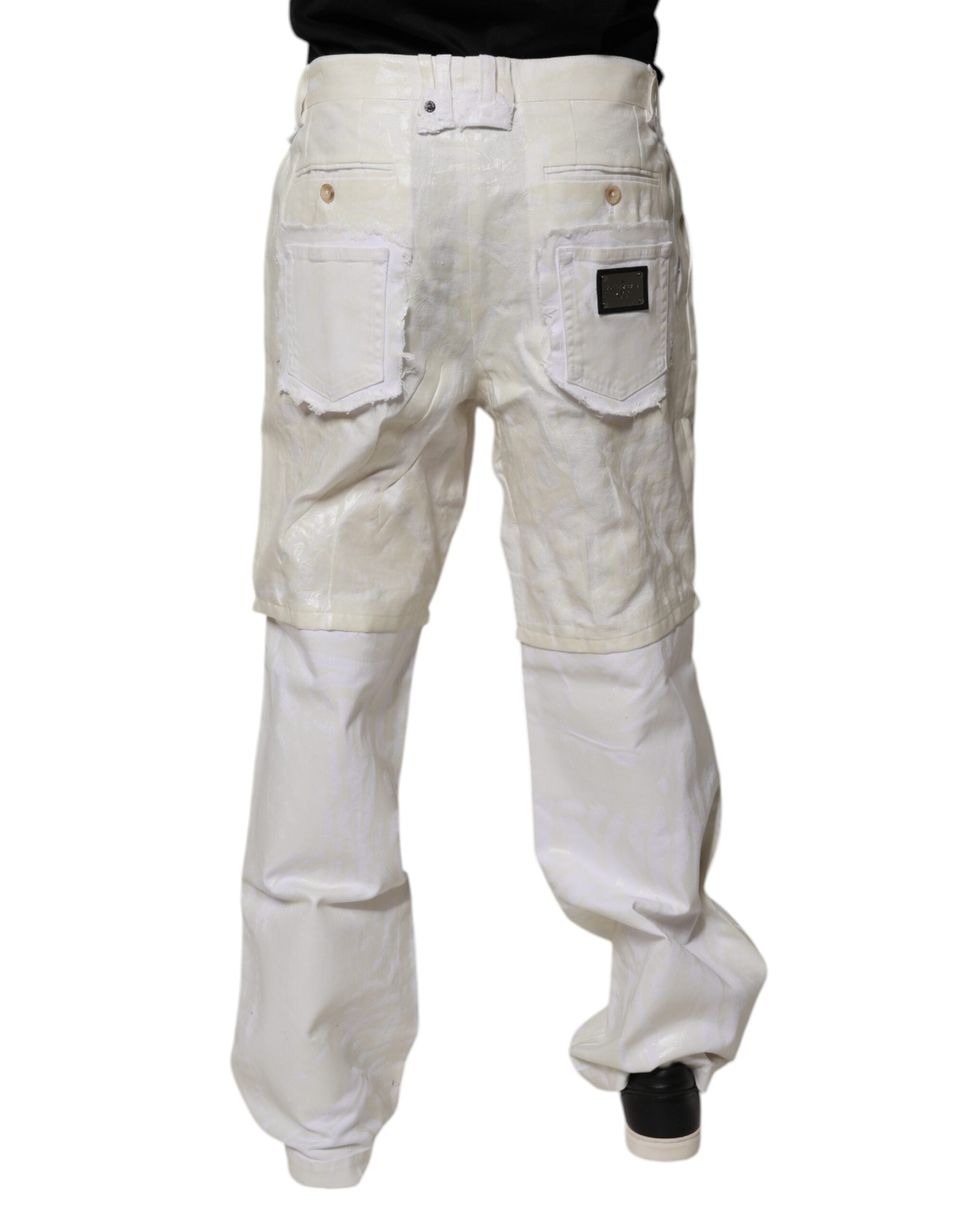 Dolce & Gabbana Weiße Leinen Mid Waist Straight Herren Denim Jeans-4