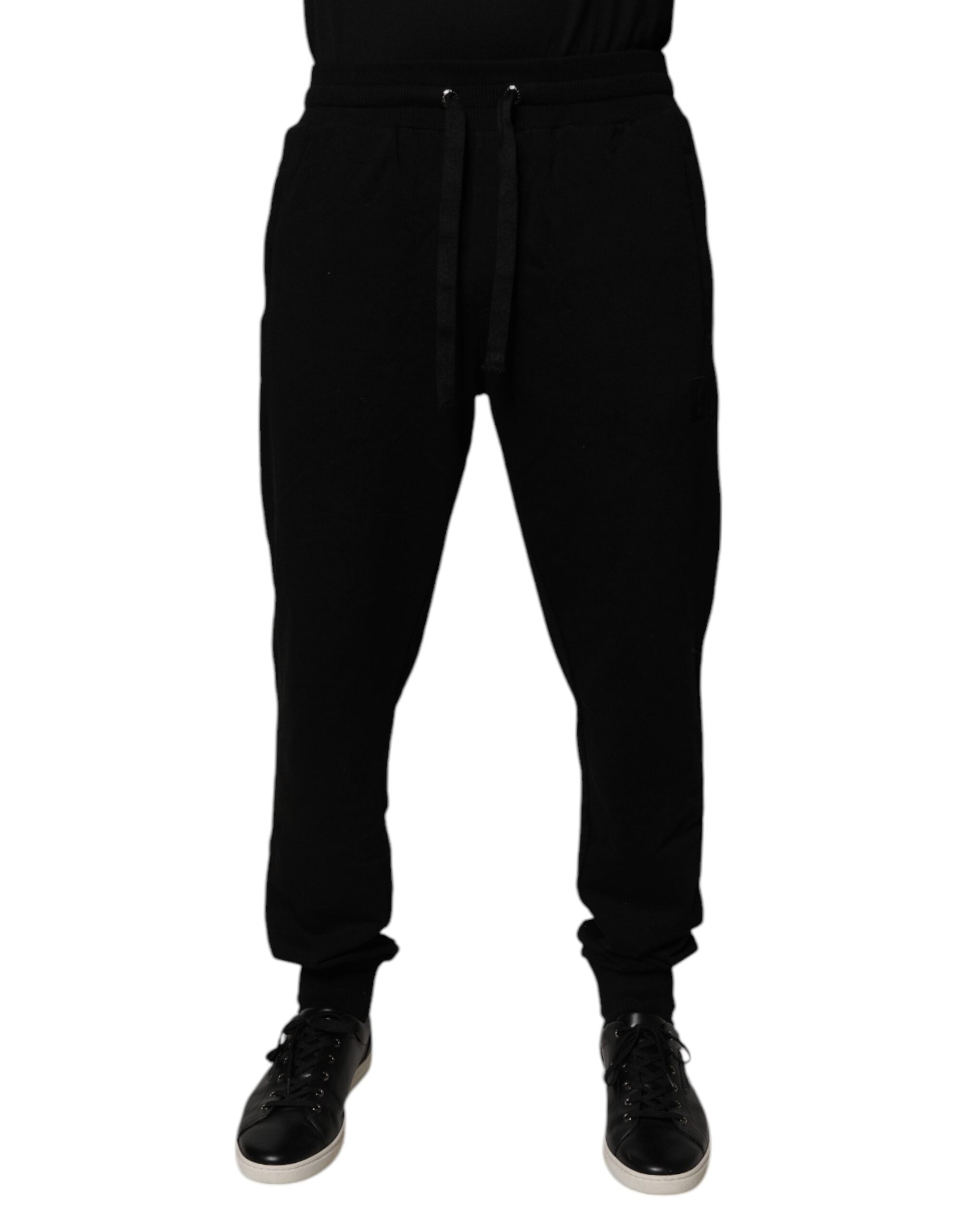 Pantalones deportivos negros de algodón con cintura media de Dolce & Gabbana-2