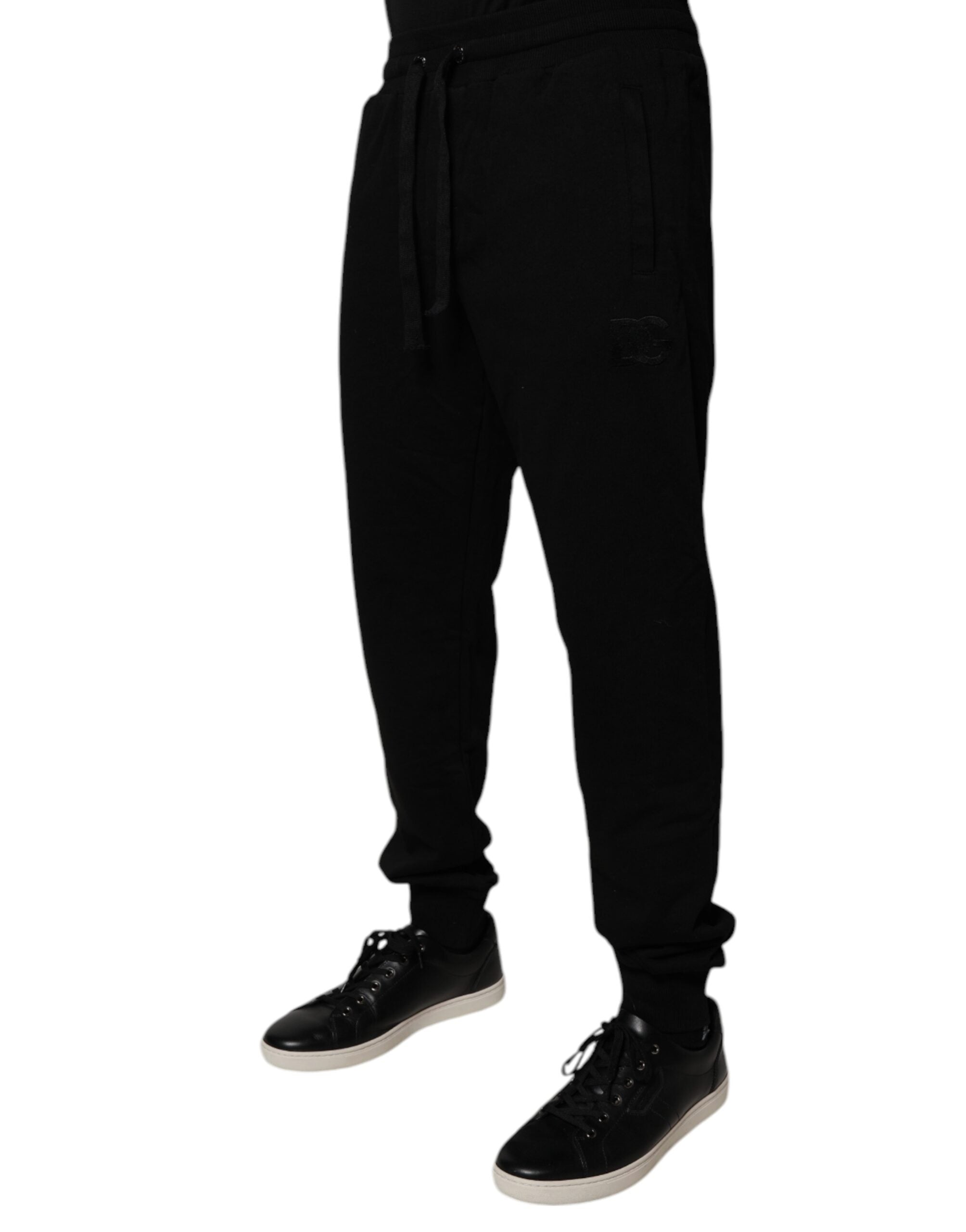 Pantalones deportivos negros de algodón con cintura media de Dolce & Gabbana-3