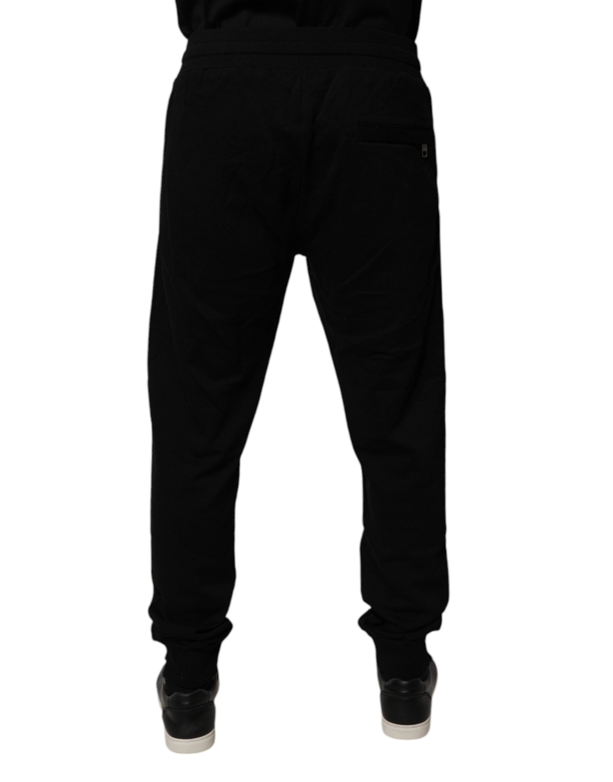 Pantalones deportivos negros de algodón con cintura media de Dolce & Gabbana-4