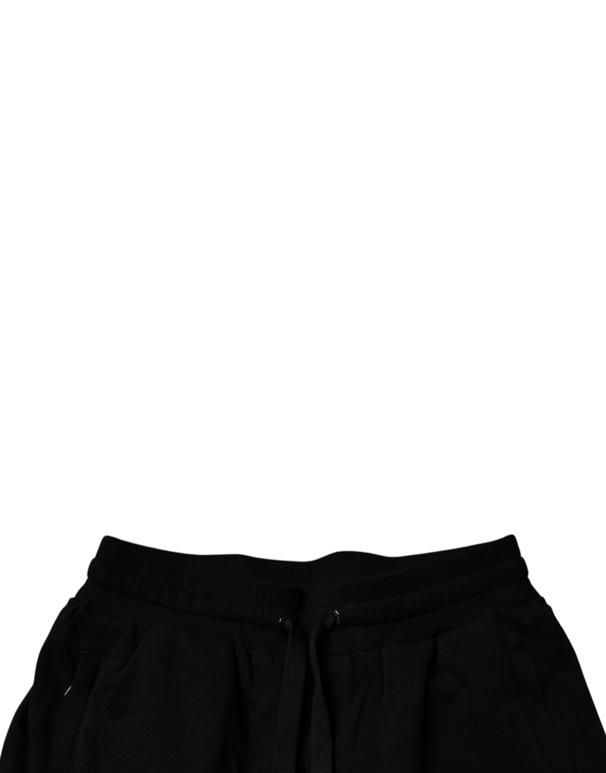 Pantalones deportivos negros de algodón con cintura media de Dolce & Gabbana-5