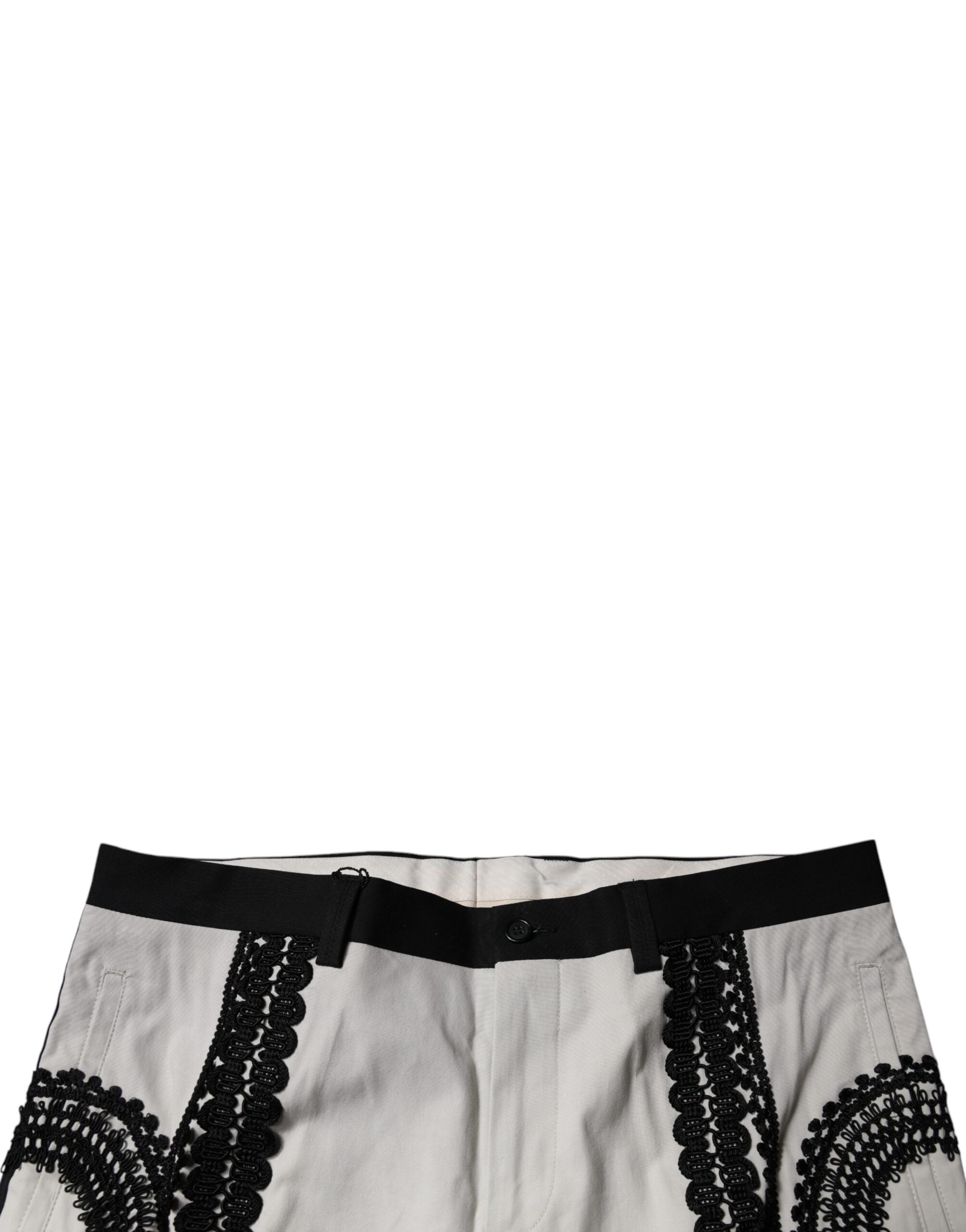 Dolce & Gabbana White dress with lace trim and mid-waist Formal trousers-5