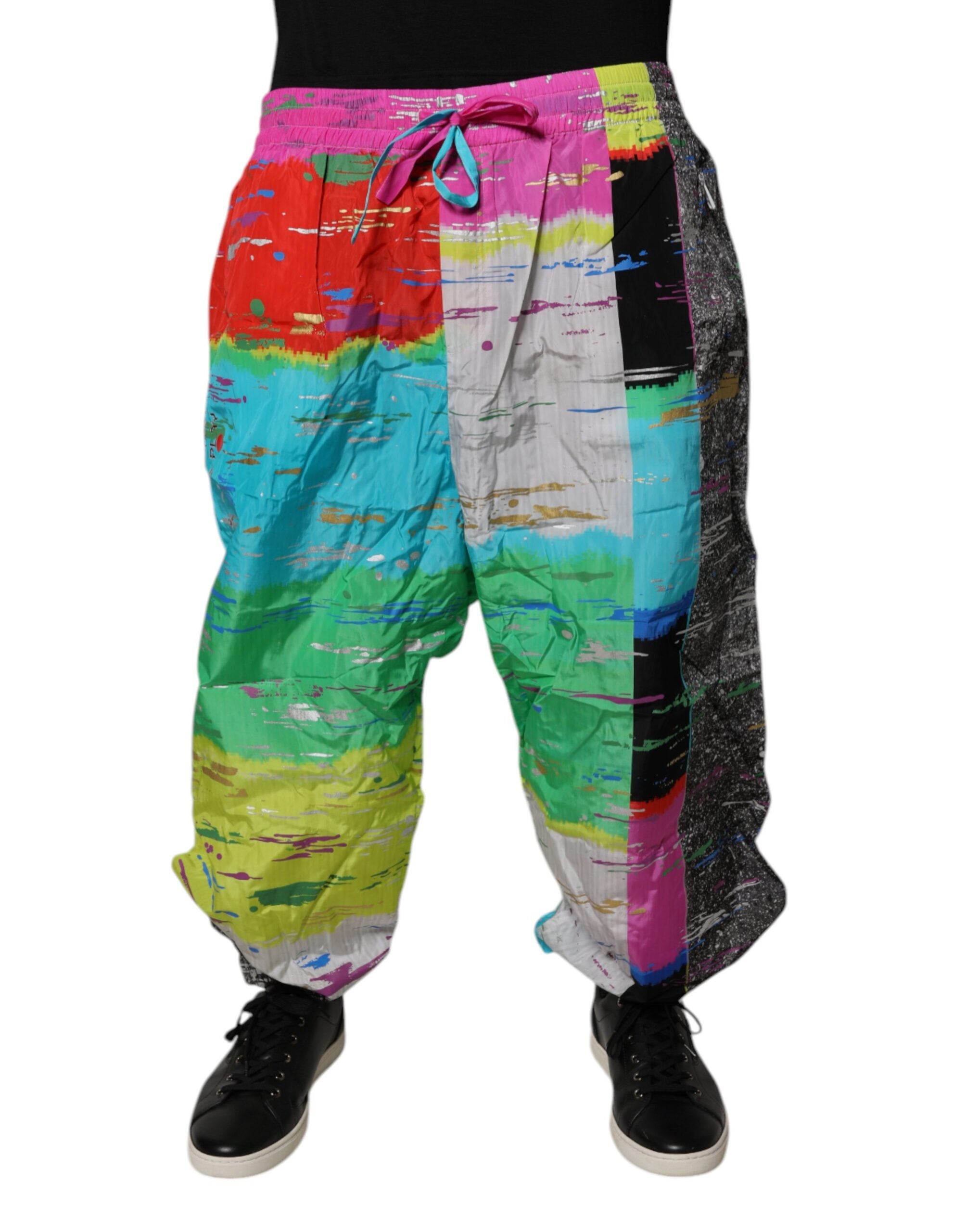 Dolce & Gabbana Multicolor Patchwork Mid Waist Sweatpants Trousers-1