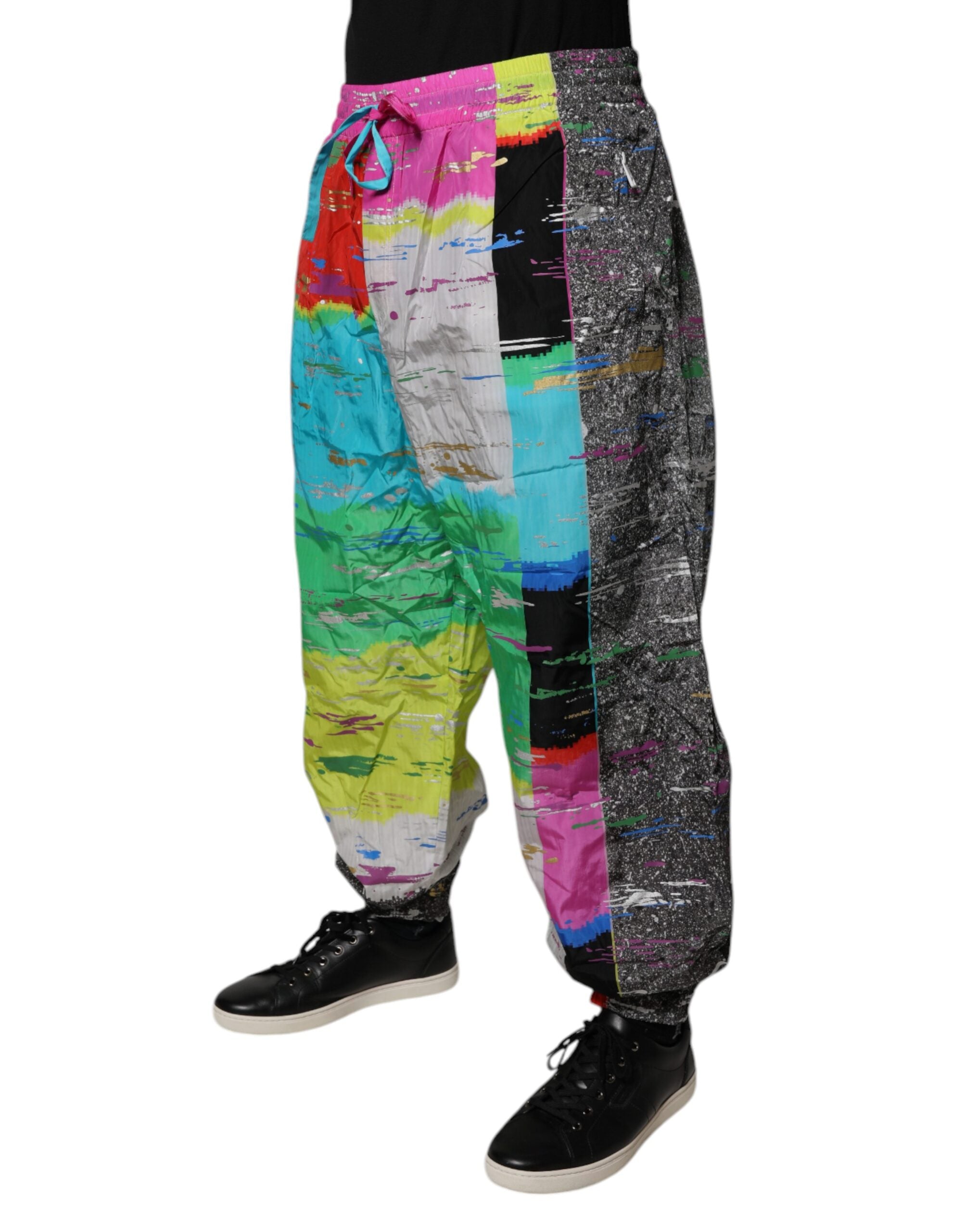 Dolce & Gabbana Multicolor Patchwork Mid Waist Sweatpants Trousers-3