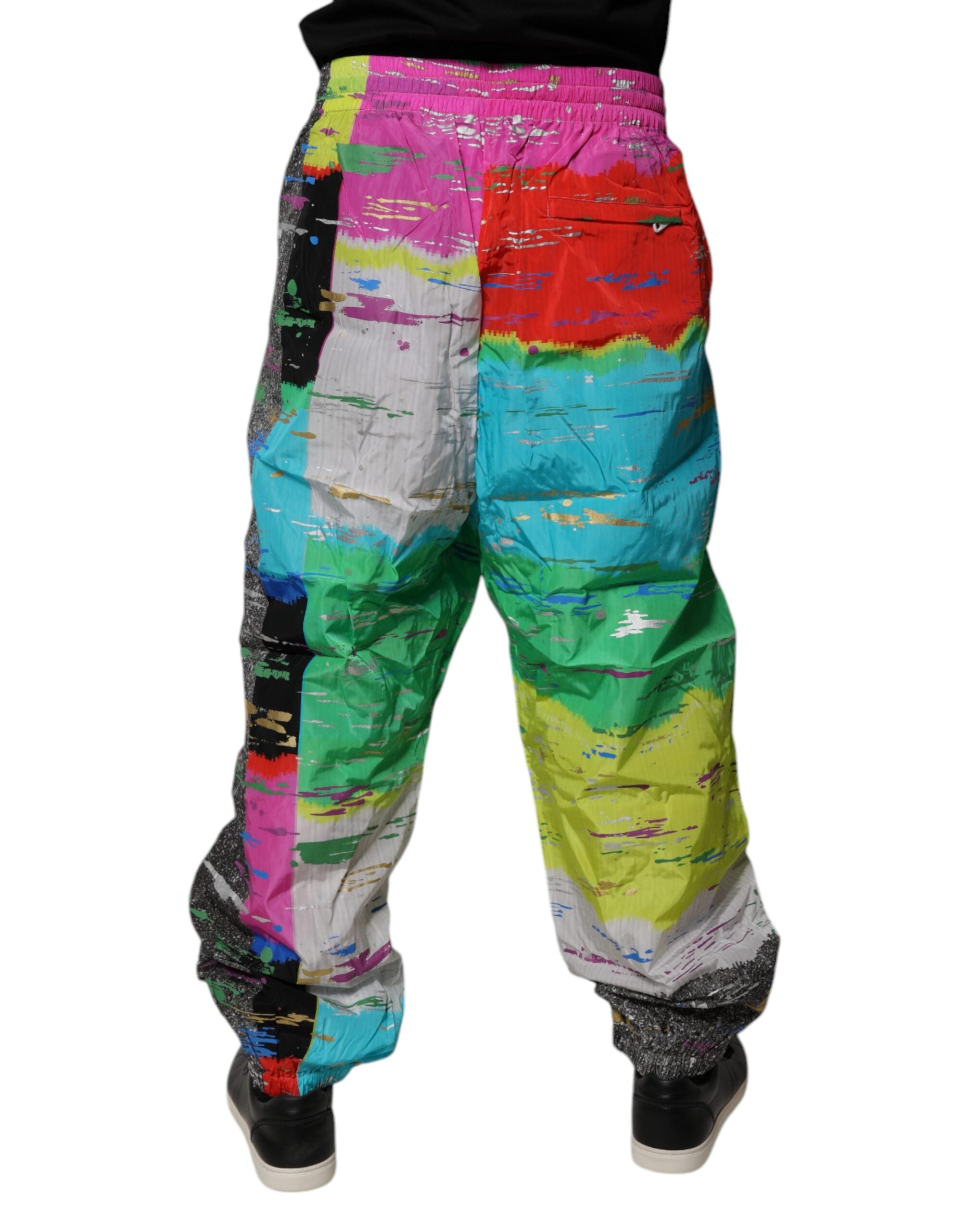 Dolce & Gabbana Multicolor Patchwork Mid Waist Sweatpants Trousers-4