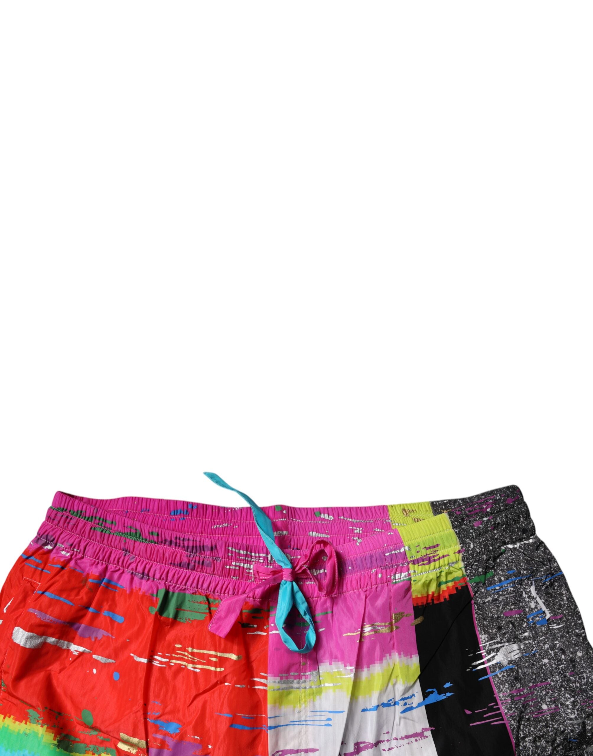 Dolce & Gabbana Multicolor Patchwork Mid Waist Sweatpants Trousers-5