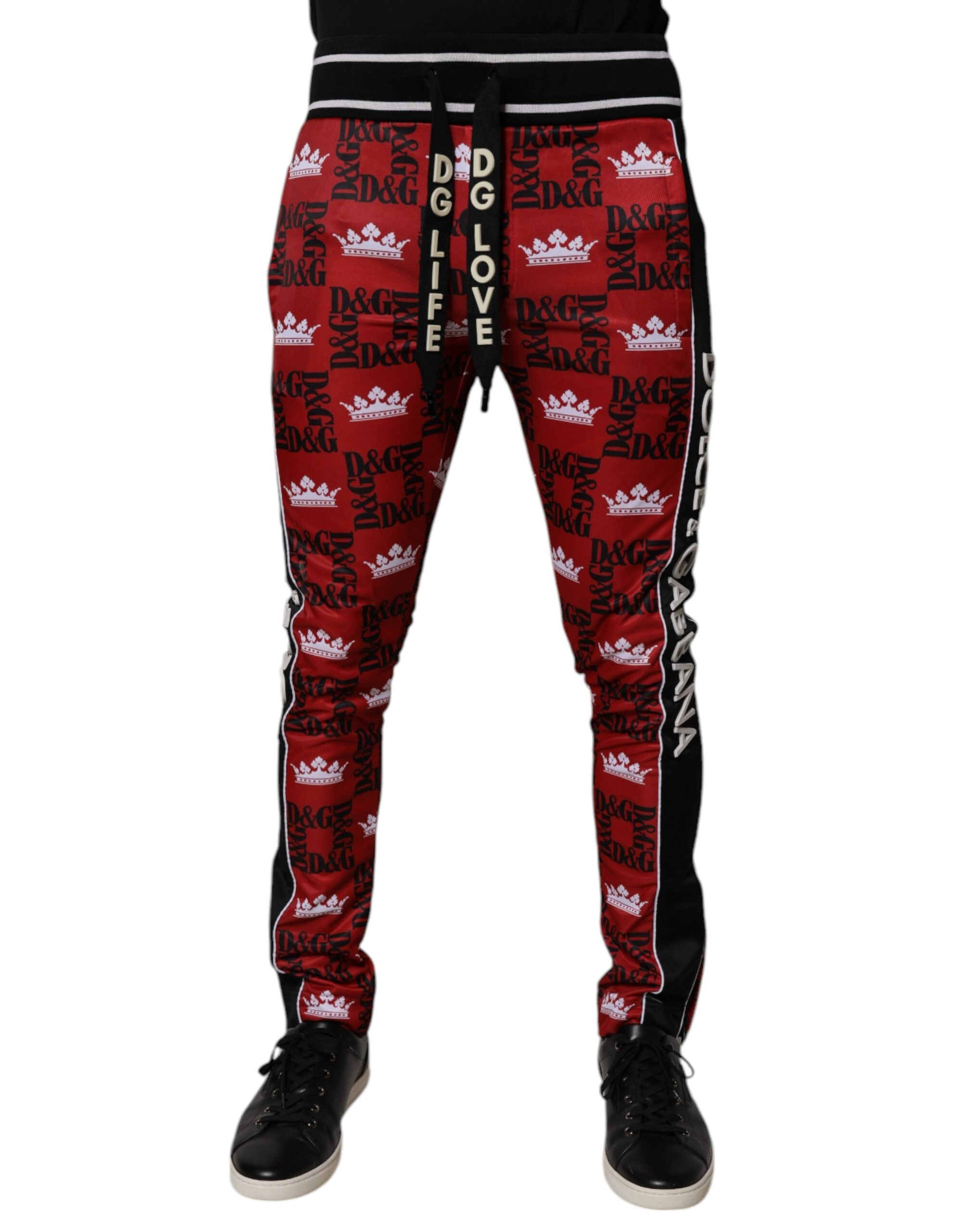 Pantalones deportivos Dolce & Gabbana con monograma del logotipo de la corona roja para hombre-2