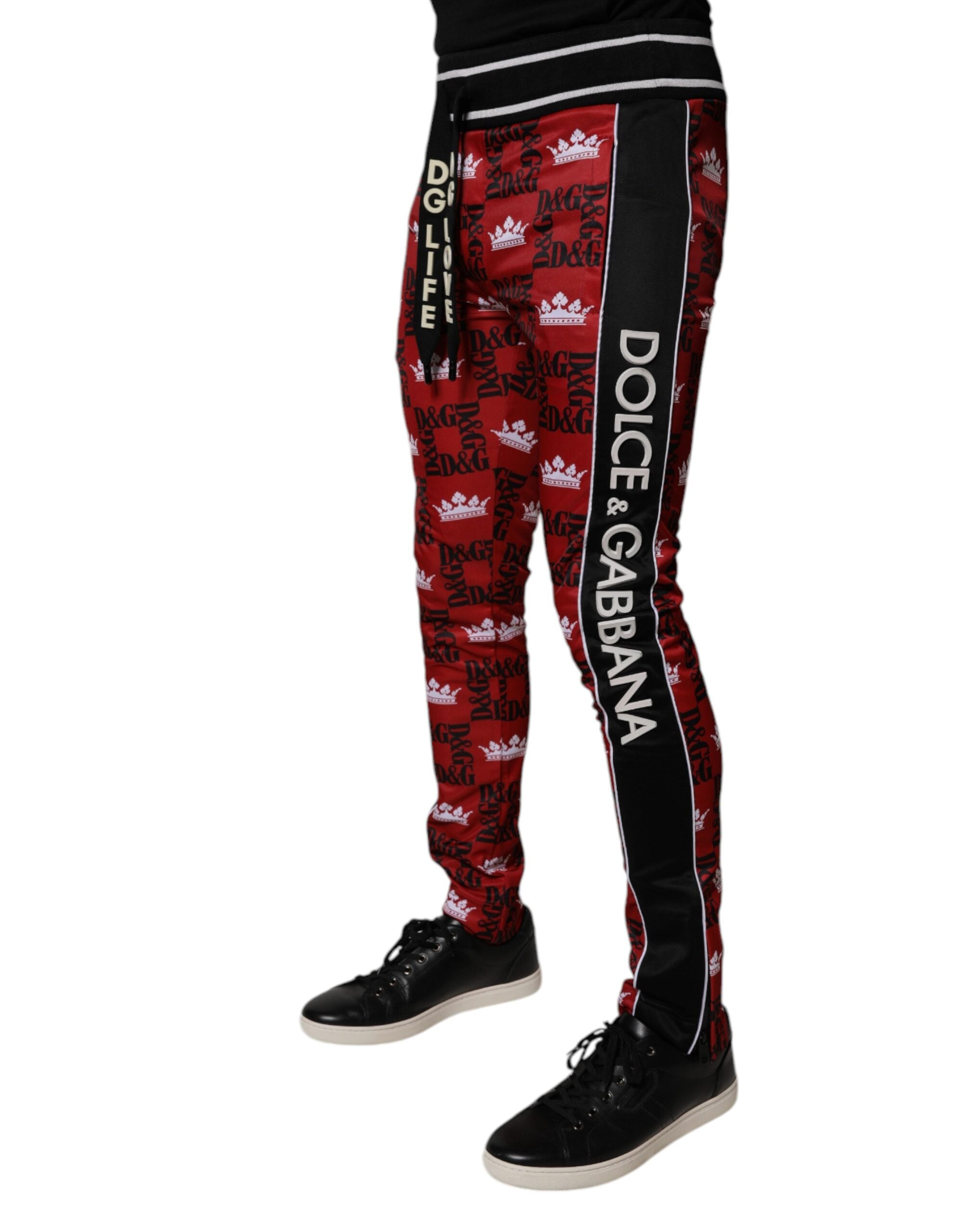 Pantalones deportivos Dolce & Gabbana con monograma del logotipo de la corona roja para hombre-3