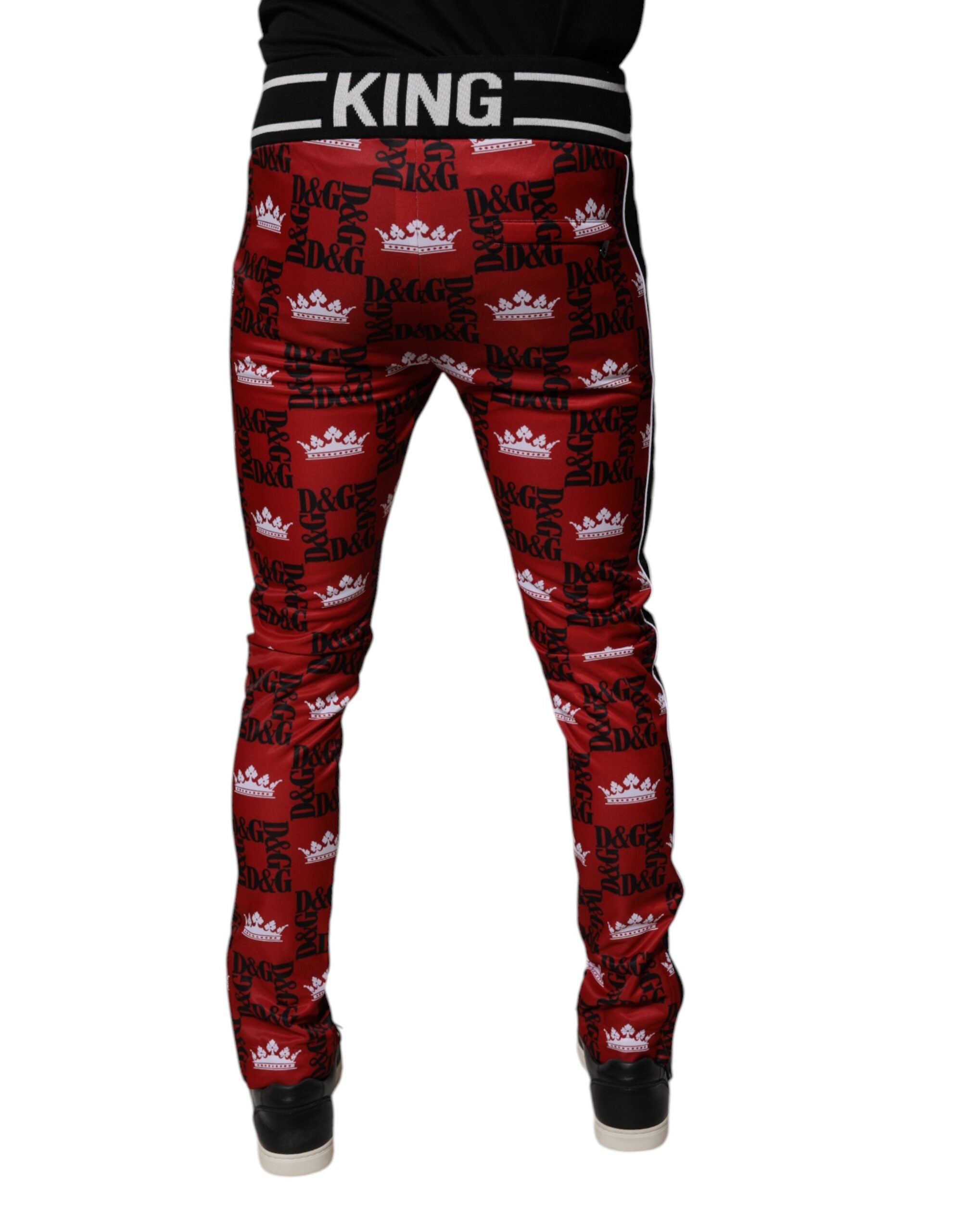 Pantalones deportivos Dolce & Gabbana con monograma del logotipo de la corona roja para hombre-4