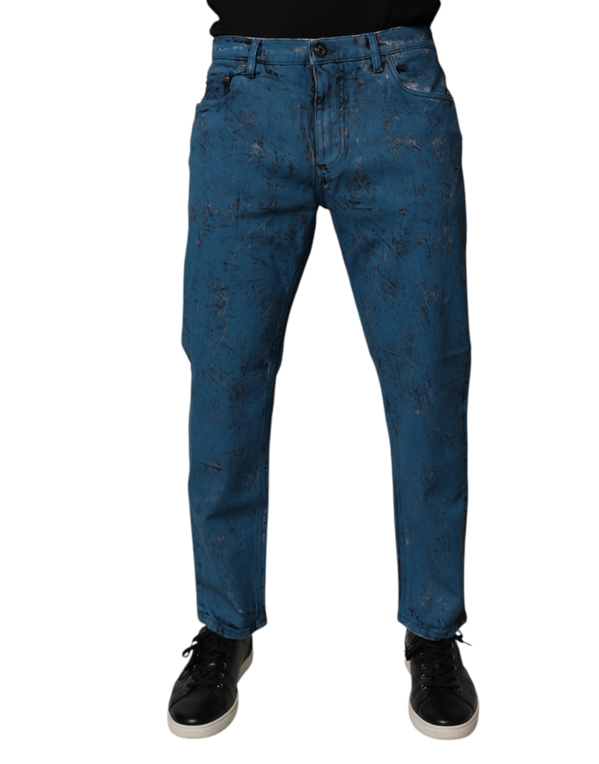 Dolce & Gabbana Blue Tie Dye Cotton Skinny Men's Denim Jeans-2