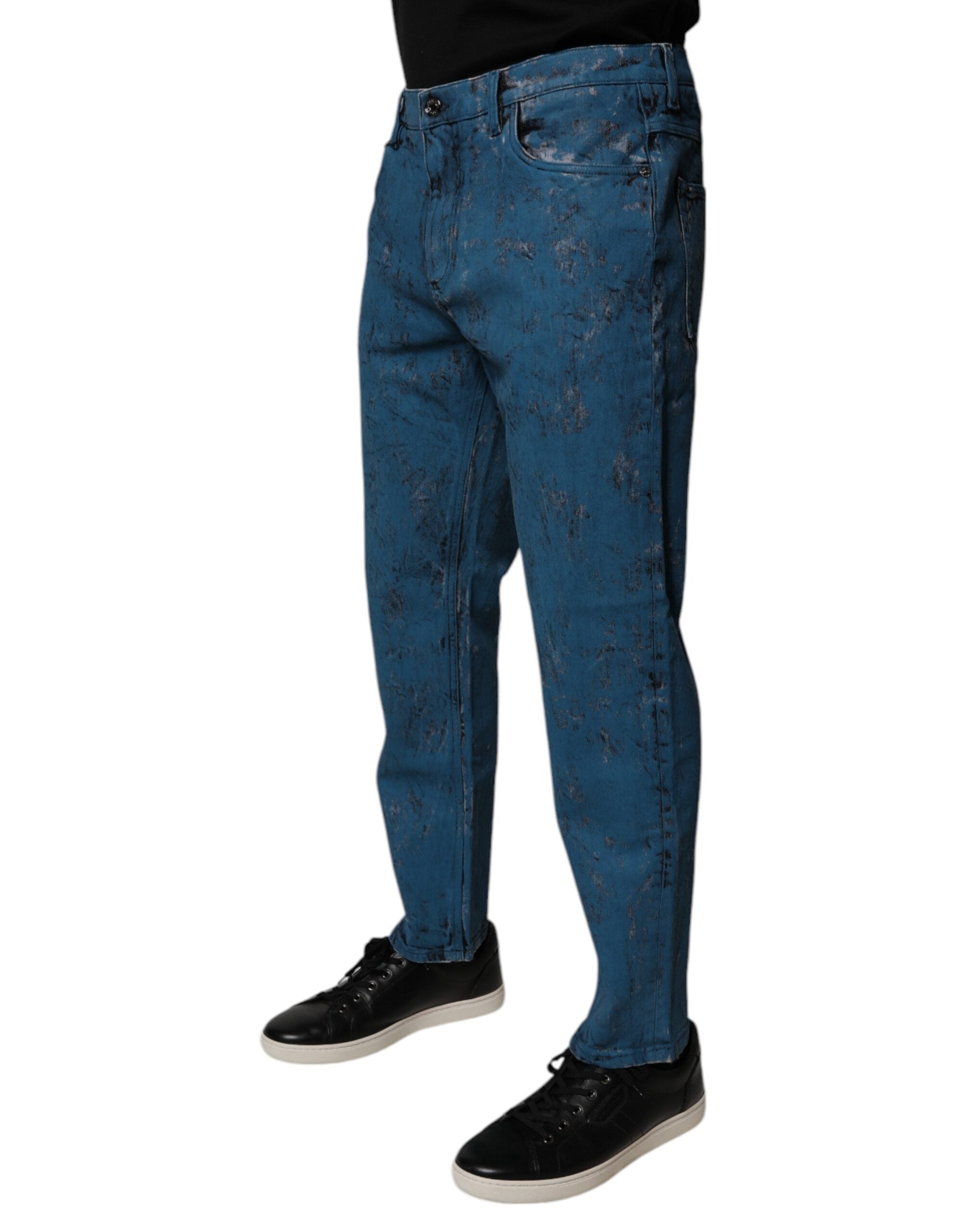 Dolce & Gabbana Blue Tie Dye Cotton Skinny Men's Denim Jeans-3