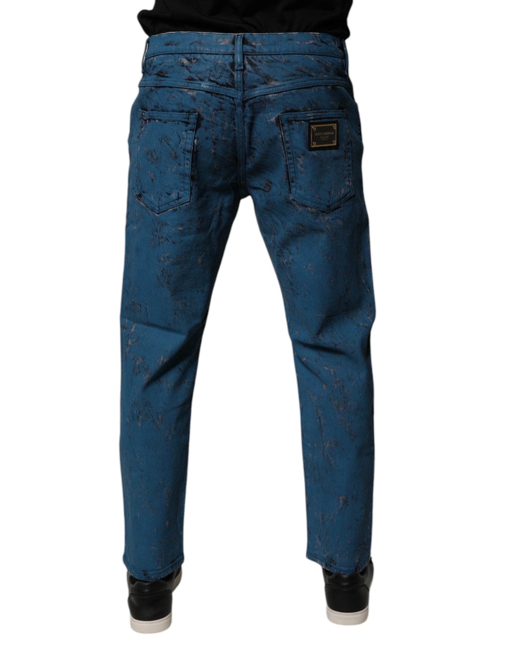 Dolce & Gabbana Blue Tie Dye Cotton Skinny Men's Denim Jeans-4