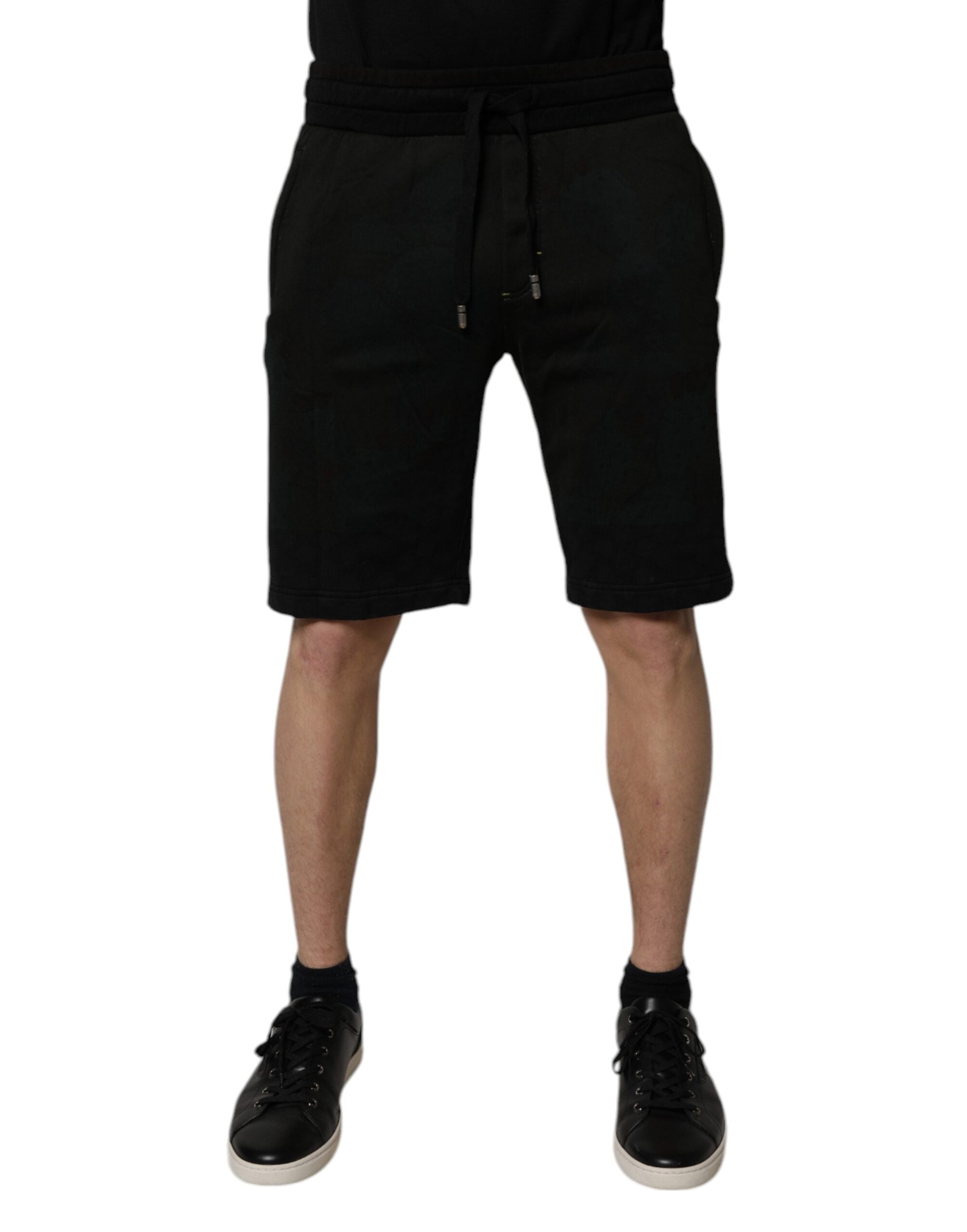 Dolce & Gabbana Black Cotton Sweatshorts Men's Bermuda Shorts-1