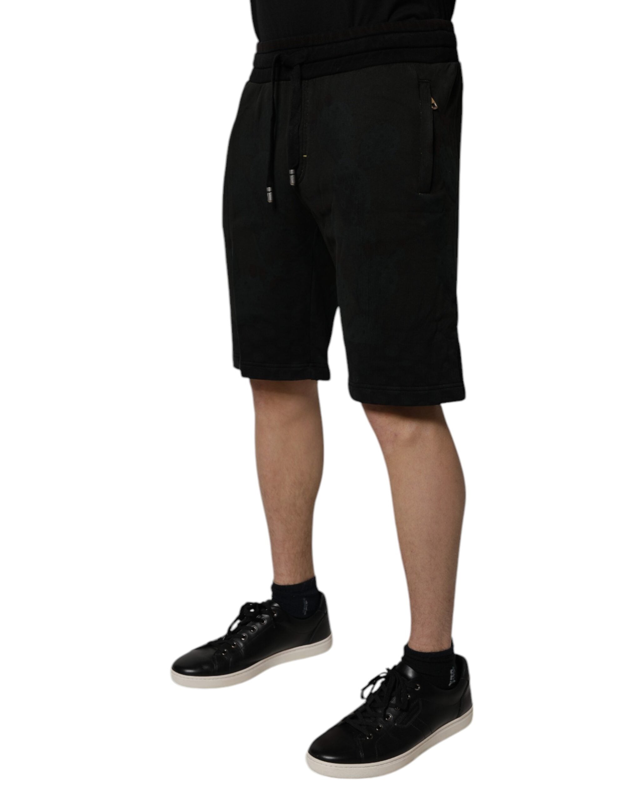 Dolce & Gabbana Black Cotton Sweatshorts Men's Bermuda Shorts-3