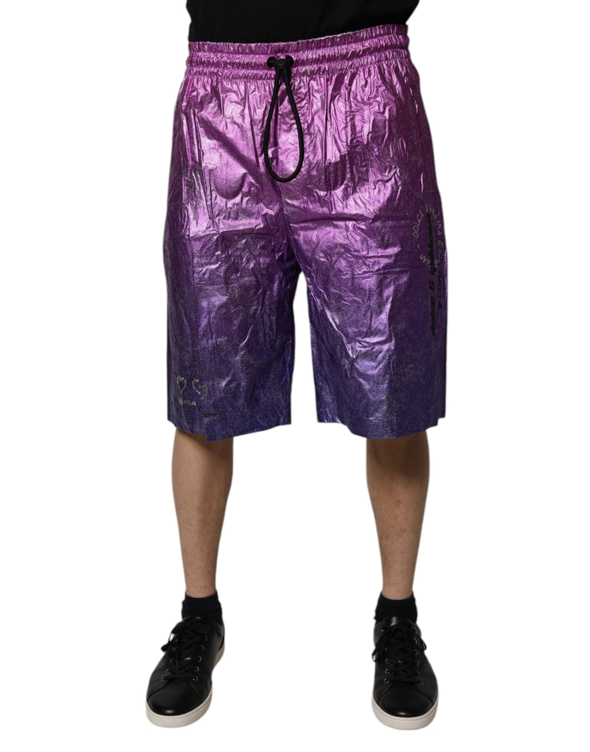Dolce & Gabbana Metallic Pink Purple Two-Tone Bermuda Shorts-2