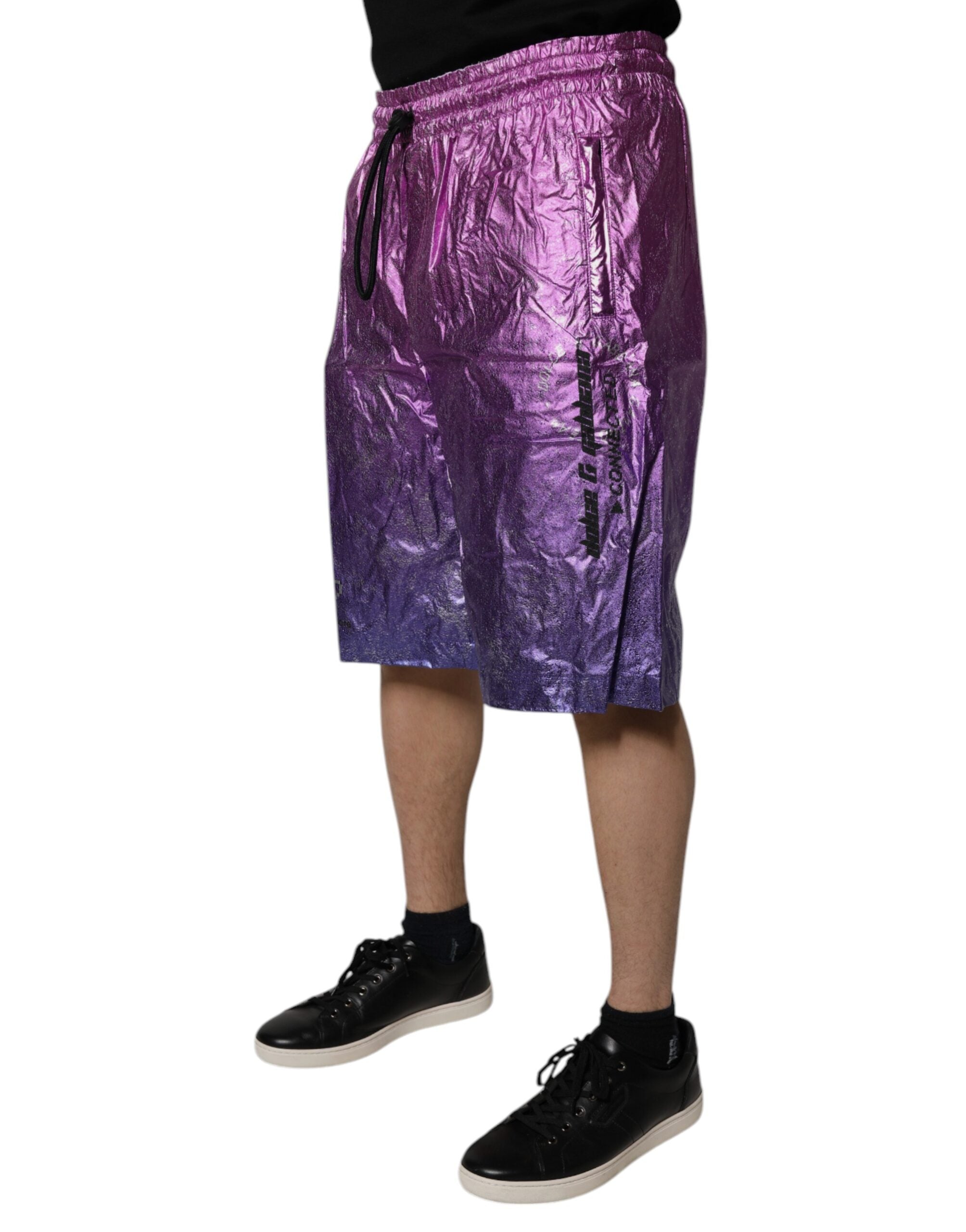 Dolce & Gabbana Metallic Pink Purple Two-Tone Bermuda Shorts-3