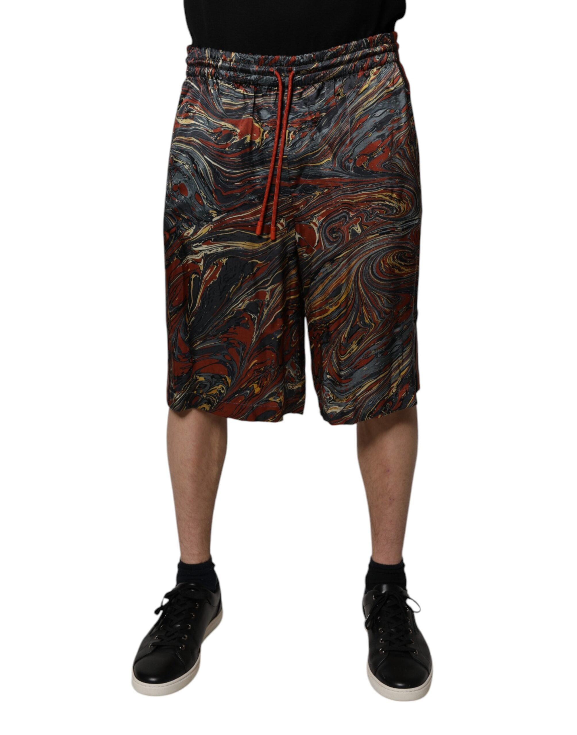Dolce & Gabbana Bermudashorts mit mehrfarbigem Marmordruck auf der Hose-2