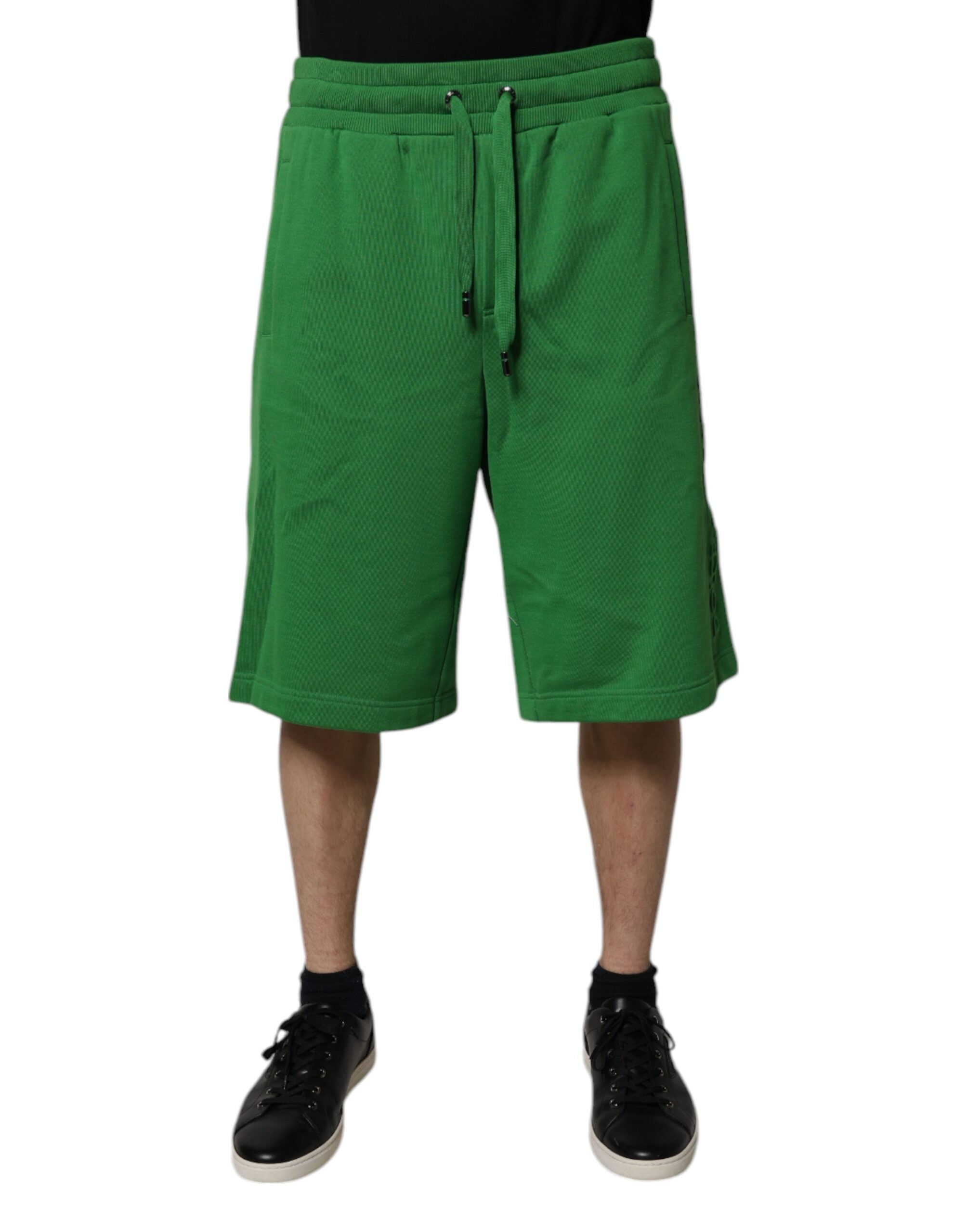 Dolce & Gabbana Grüne Baumwolle Männer Sweatshorts Bermuda Shorts-2