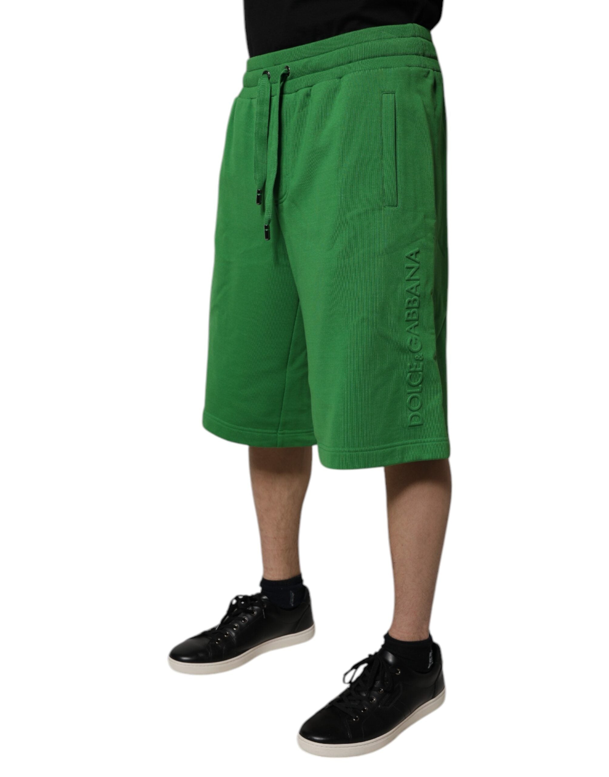 Dolce & Gabbana Grüne Baumwolle Männer Sweatshorts Bermuda Shorts-3