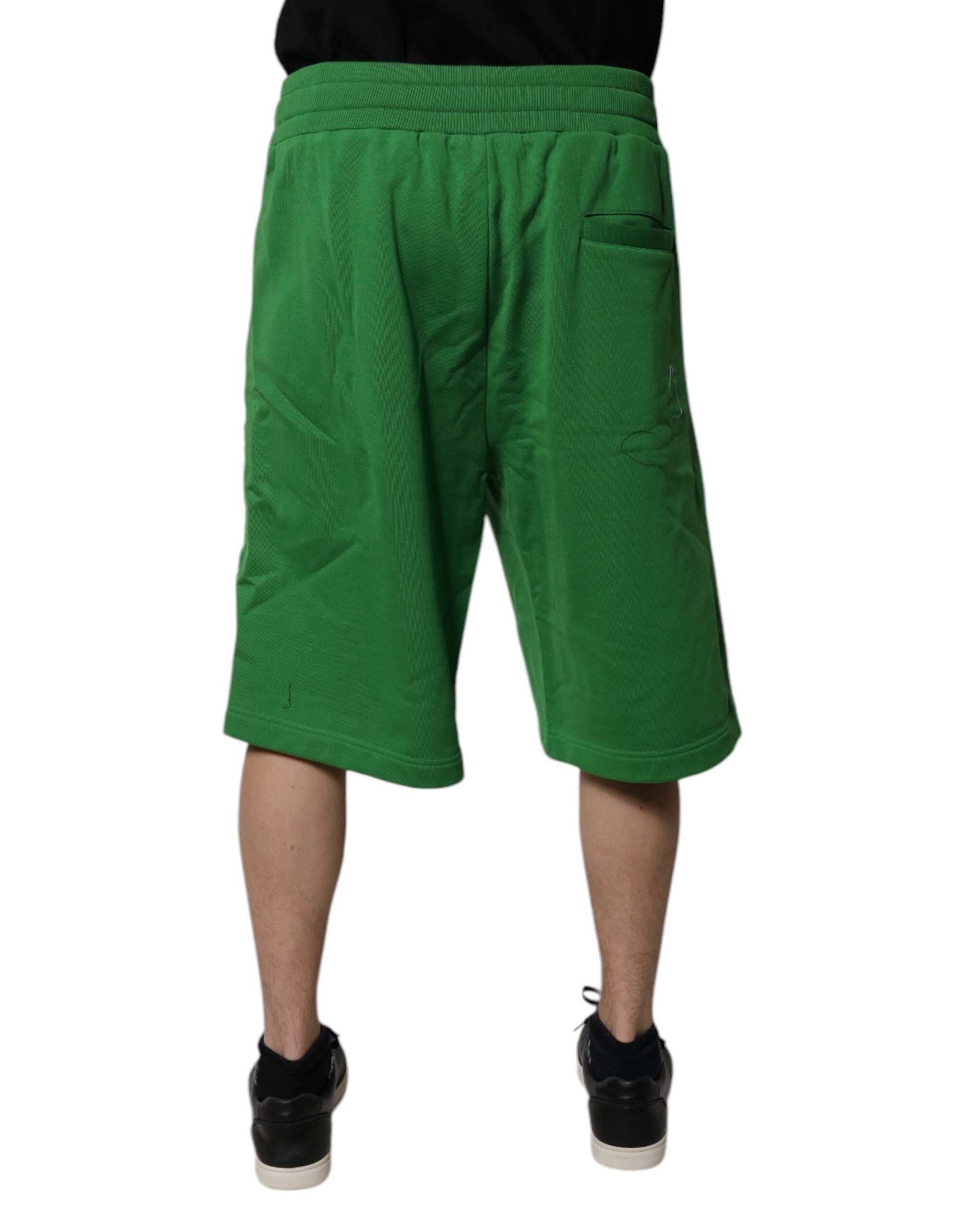 Dolce & Gabbana Grüne Baumwolle Männer Sweatshorts Bermuda Shorts-4