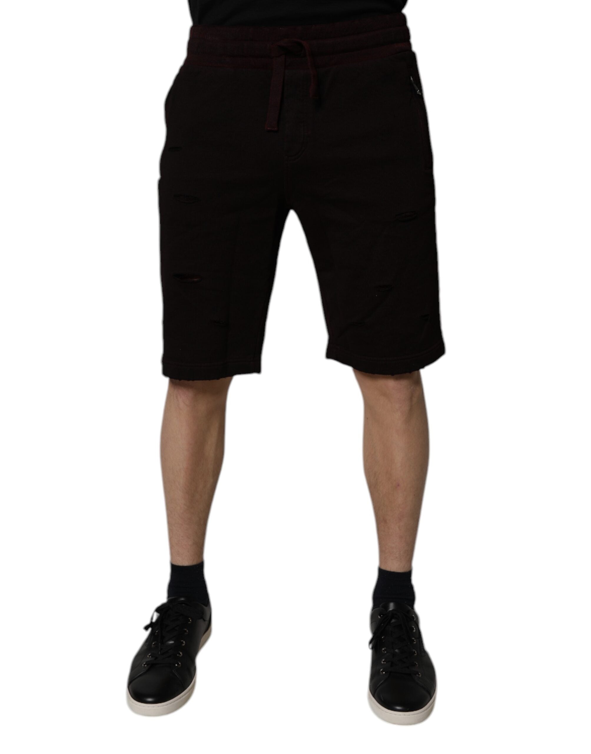 Dolce & Gabbana Maroon Cotton Sweatshorts Men's Bermuda Shorts-1