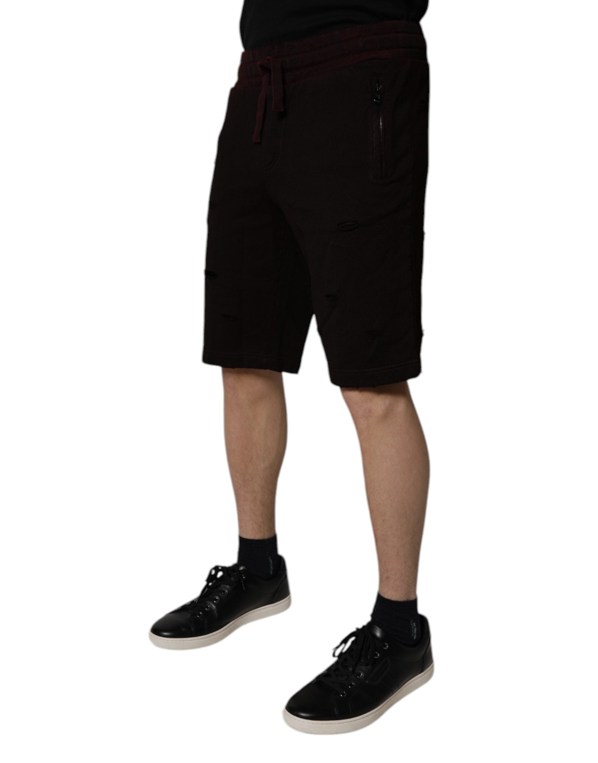 Dolce & Gabbana Maroon Cotton Sweatshorts Men's Bermuda Shorts-3