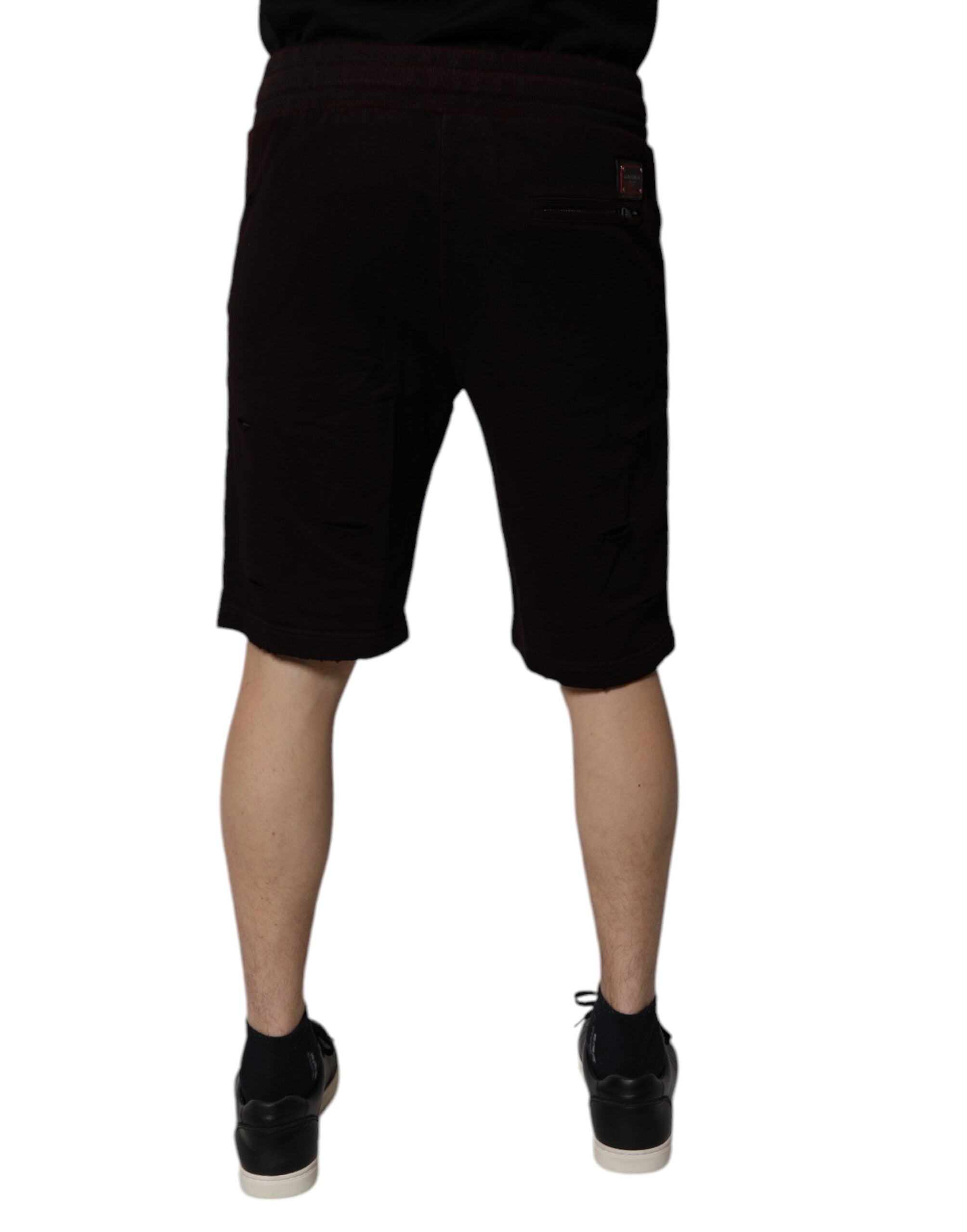 Dolce & Gabbana Maroon Cotton Sweatshorts Men's Bermuda Shorts-4