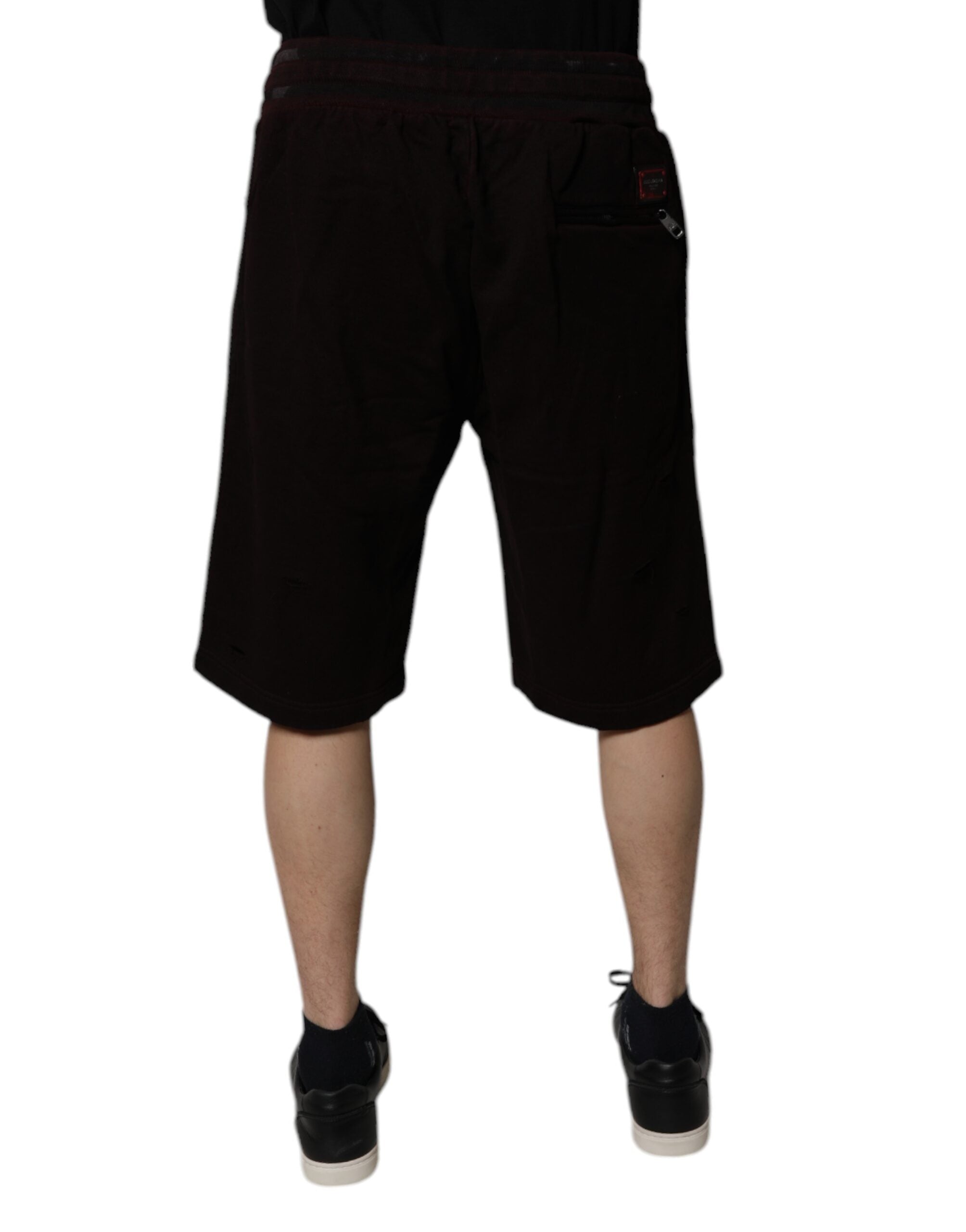 Dolce & Gabbana Maroon Baumwolle Logo Plaque Männer Bermuda Shorts-4