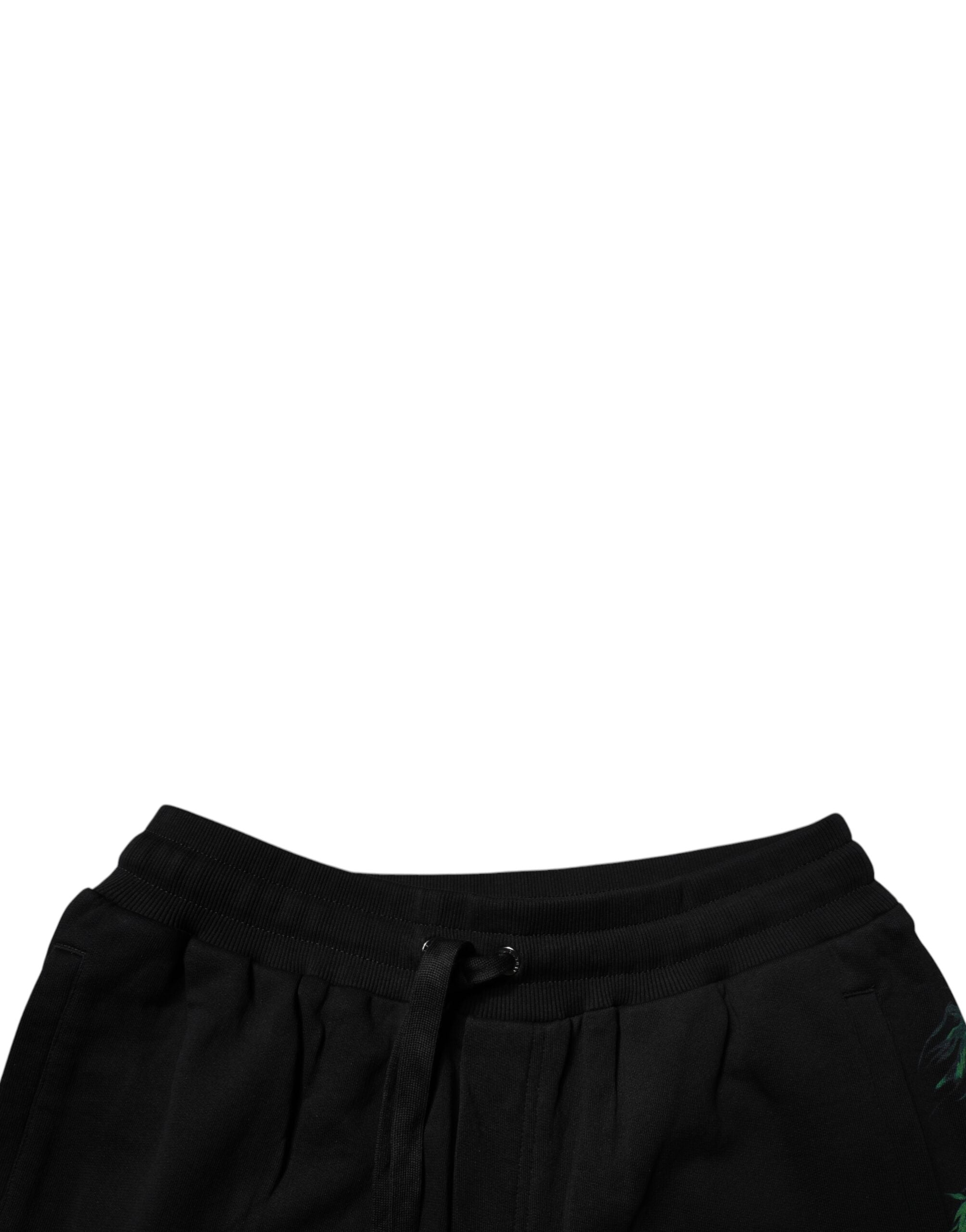 Dolce & Gabbana black cotton Bermuda shorts with logo and floral print-5