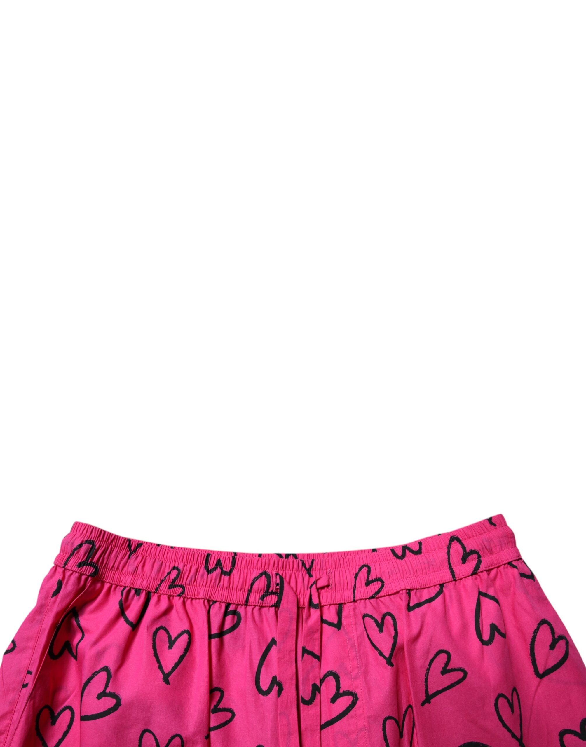 Dolce & Gabbana pink Bermuda shorts with heart print in cotton-5