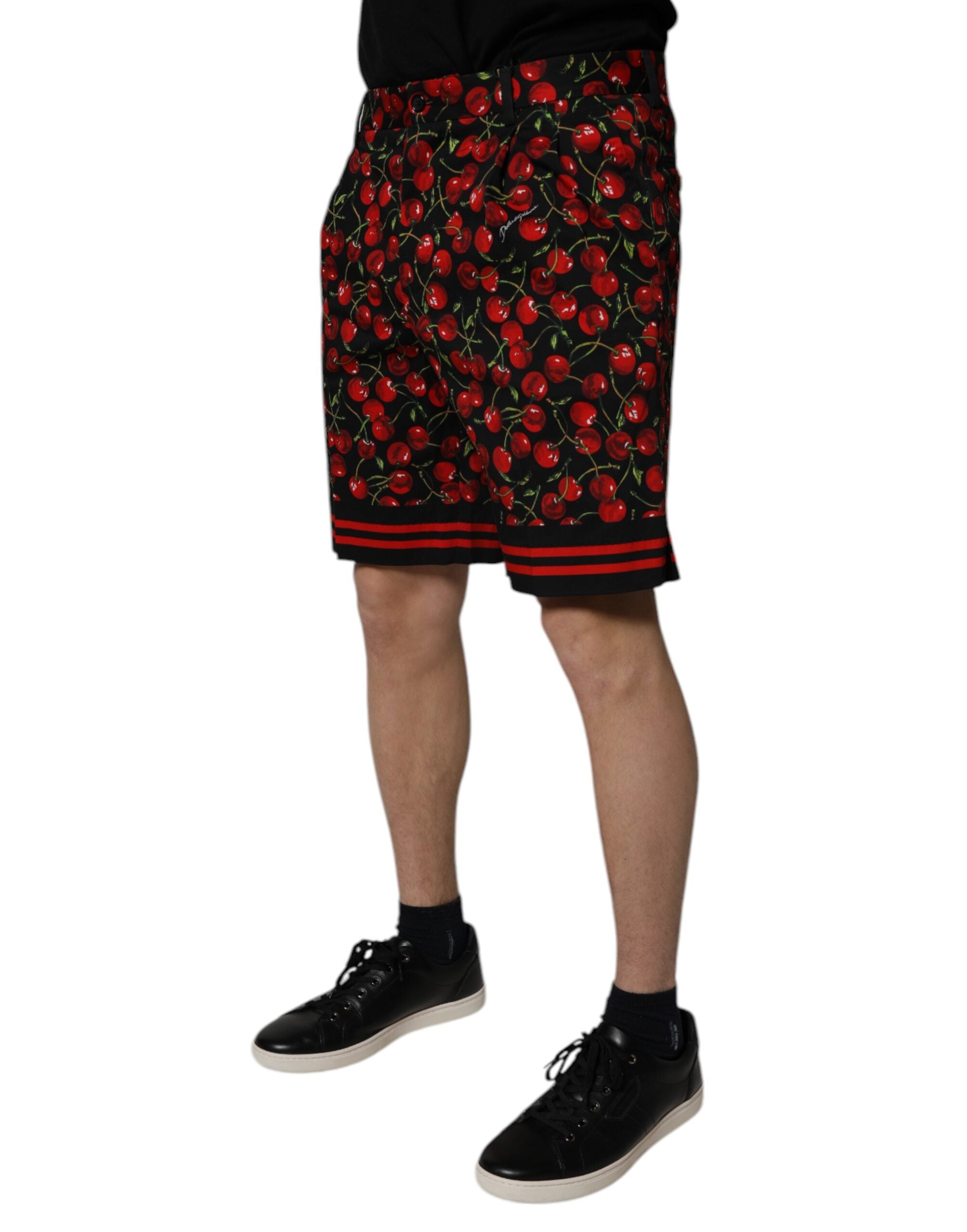 Dolce & Gabbana black and red cotton Bermuda shorts with cherry pattern-3