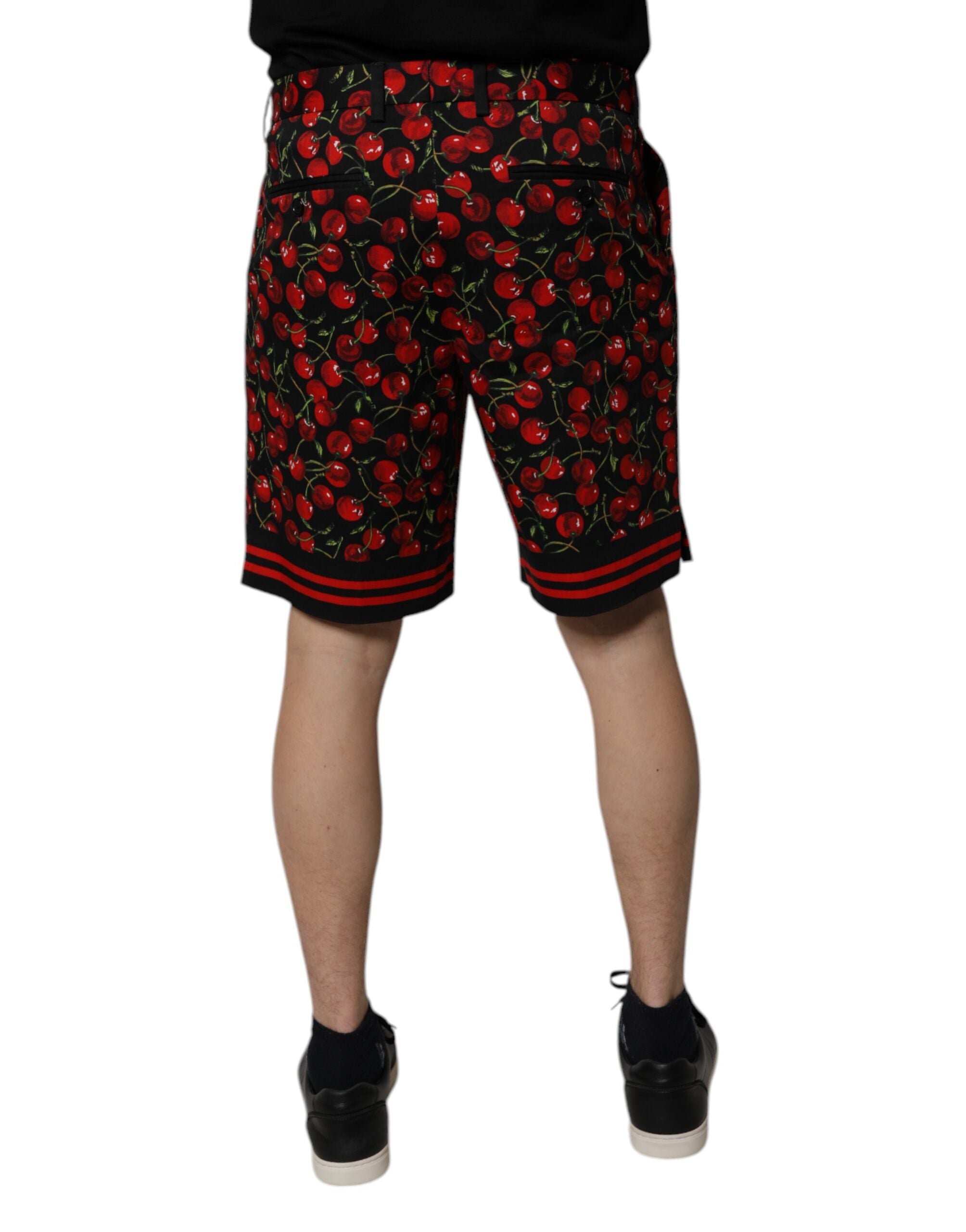 Dolce & Gabbana black and red cotton Bermuda shorts with cherry pattern-4