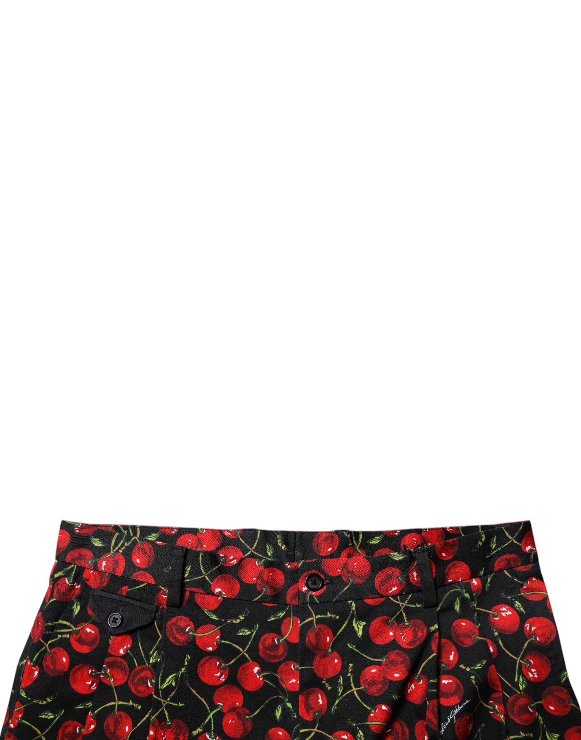 Dolce & Gabbana black and red cotton Bermuda shorts with cherry pattern-5