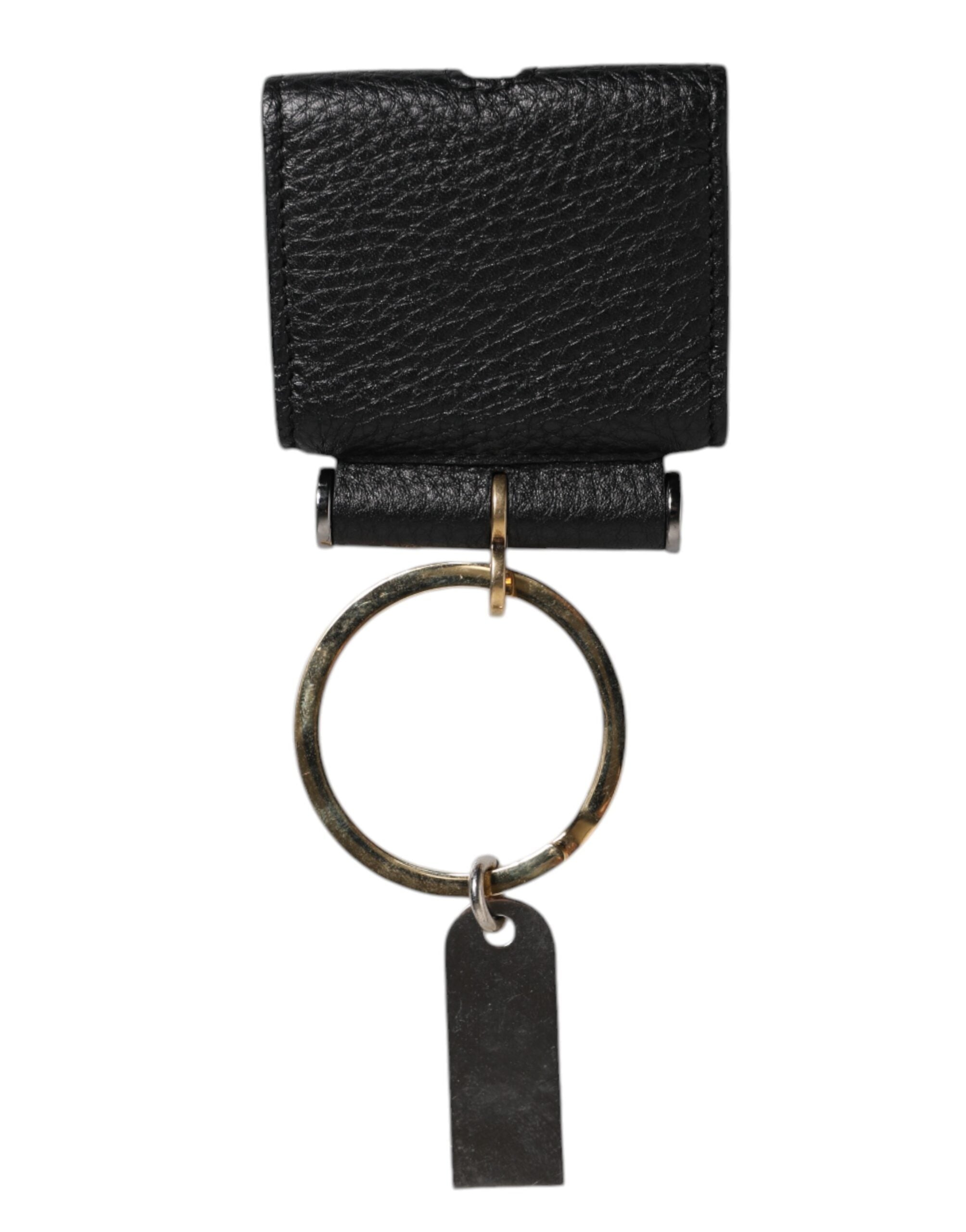 Dolce & Gabbana Schwarzer Lederriemen Gold Metall Logo Plaque Airpods Fall-5