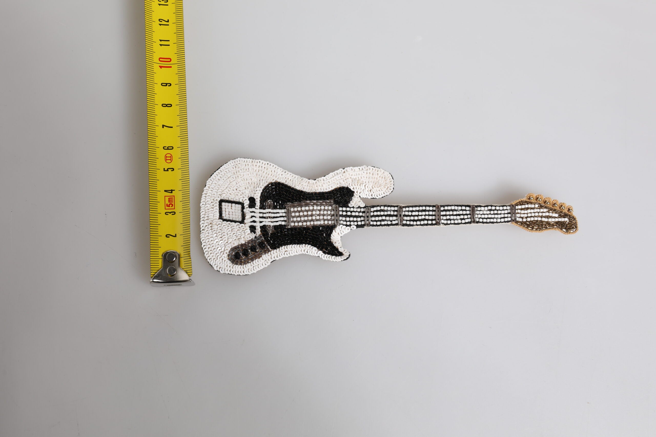 Dolce & Gabbana Gold Brass Logo Beaded Guitar Pin Brooch-6
