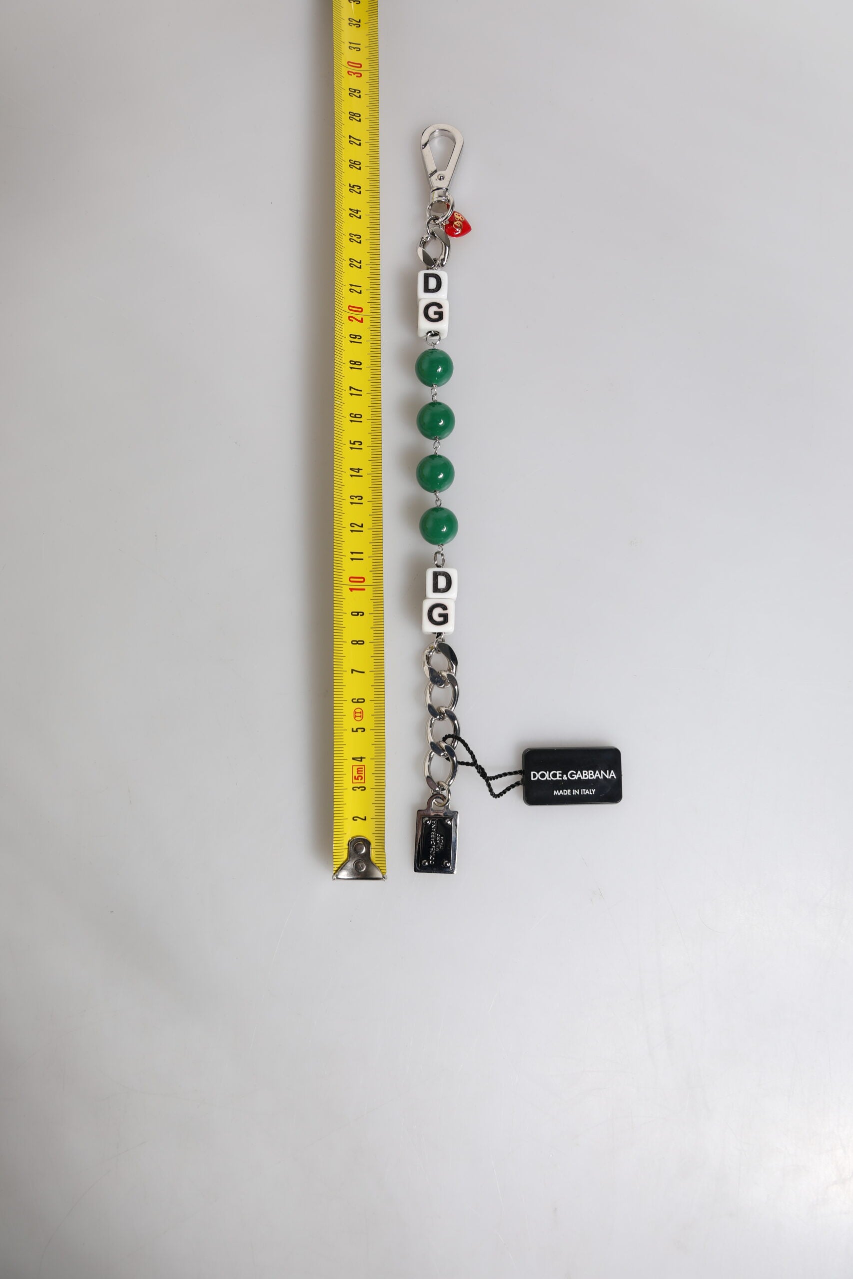 Pulsera Dolce & Gabbana de latón plateado con adorno de logotipo cúbico de perla-4