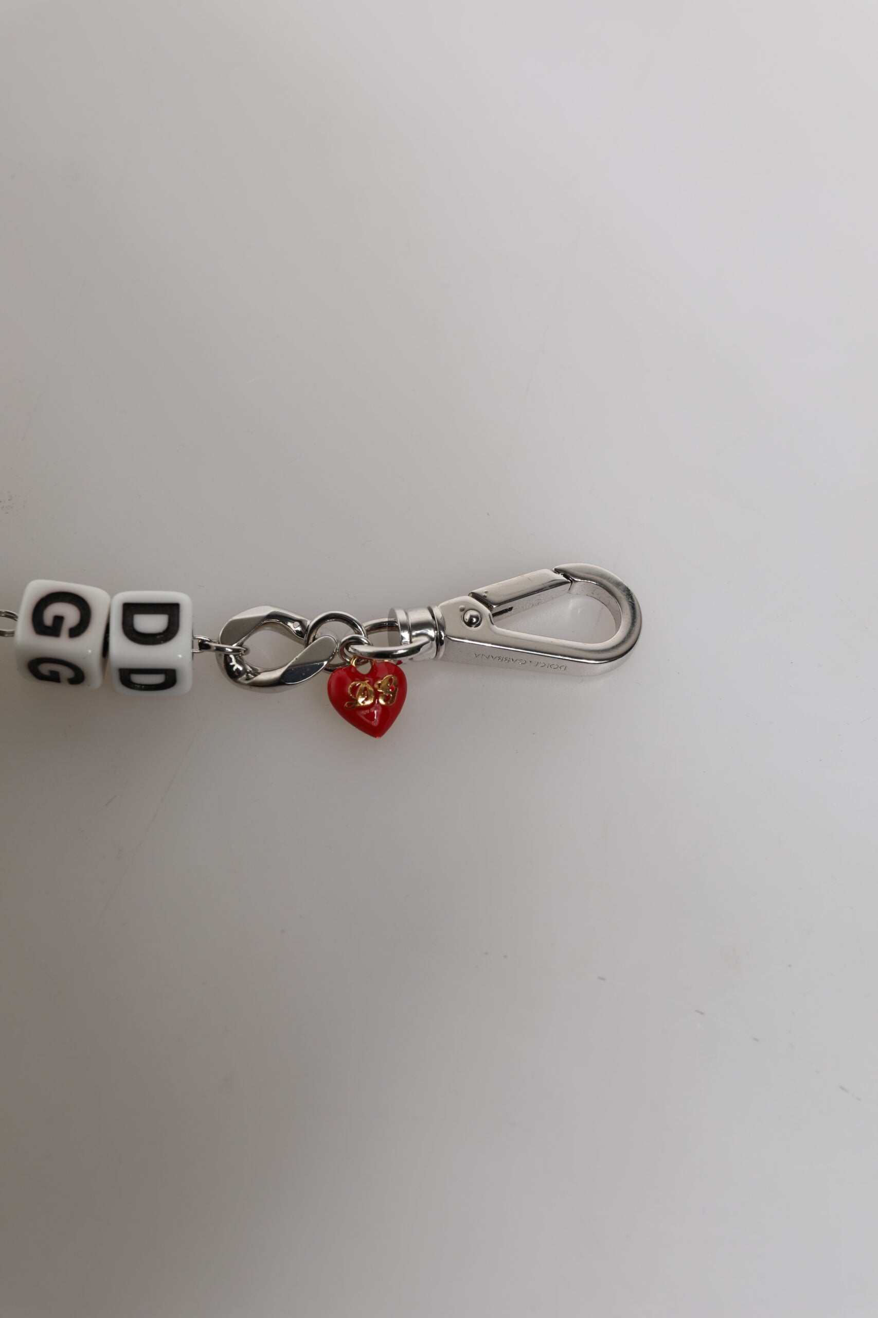 Pulsera Dolce & Gabbana de latón plateado con adorno de logotipo cúbico de perla-6
