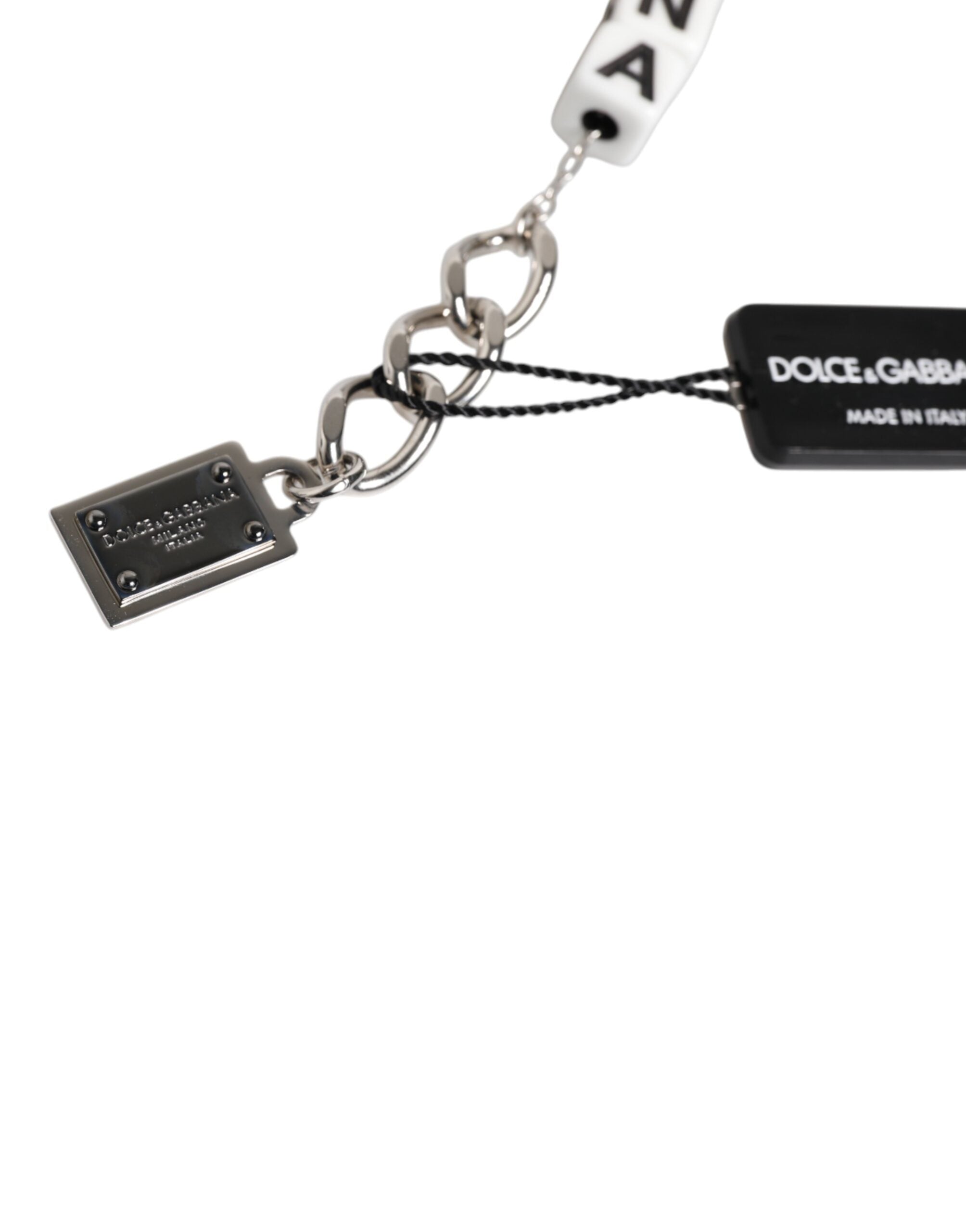 Dolce & Gabbana Silber Messing Kette Würfel Logo verschönert Charme Armband-5