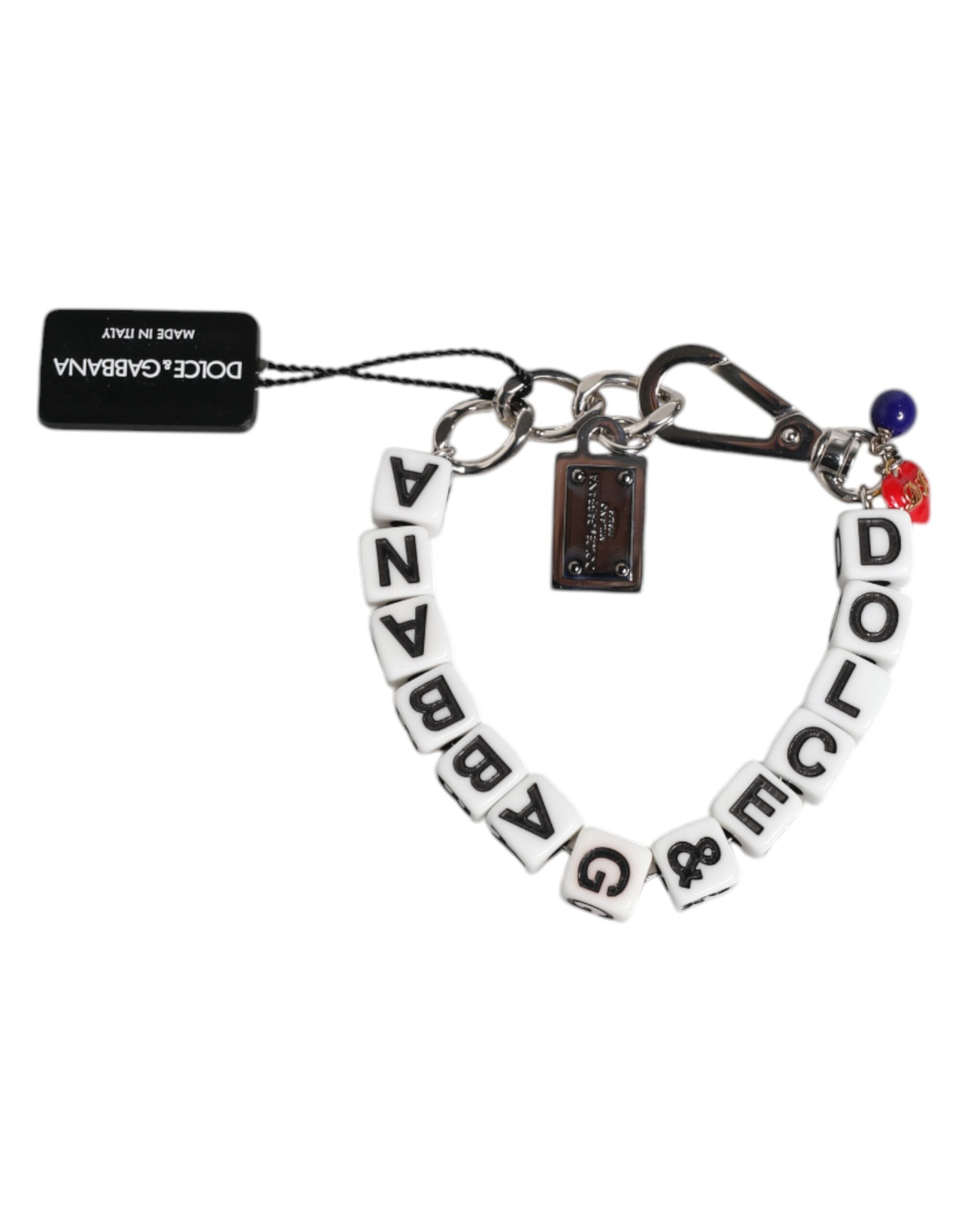 Dolce & Gabbana Silber Messing Kette Würfel Logo verschönert Charme Armband-3